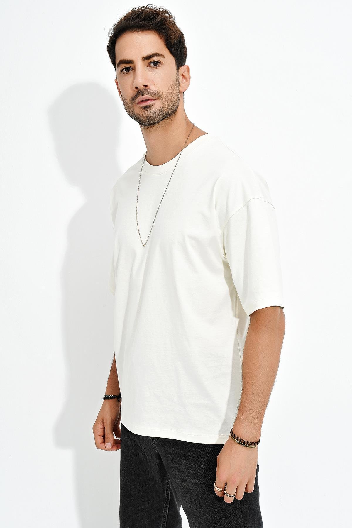 Baskılı Desen Bisiklet Yaka Oversize T-Shirt