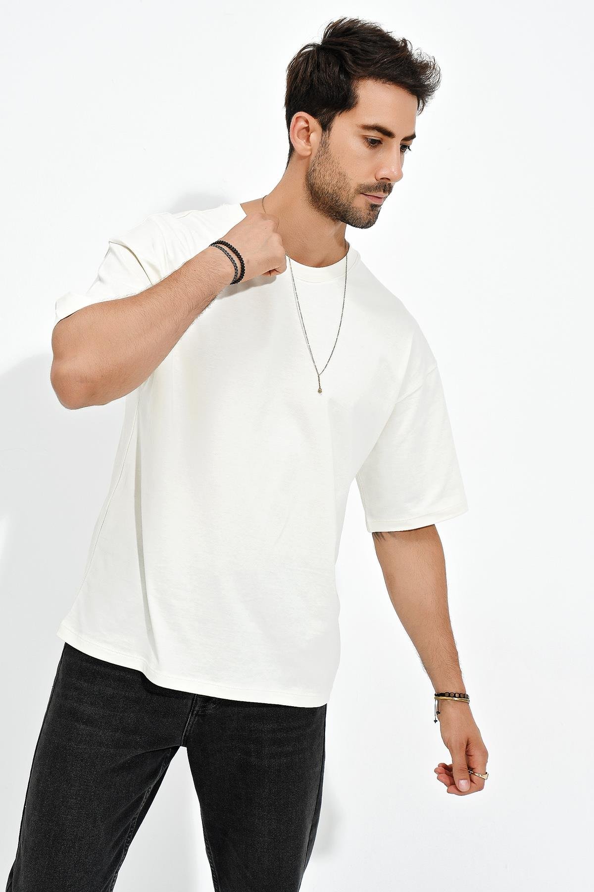 Baskılı Desen Bisiklet Yaka Oversize T-Shirt