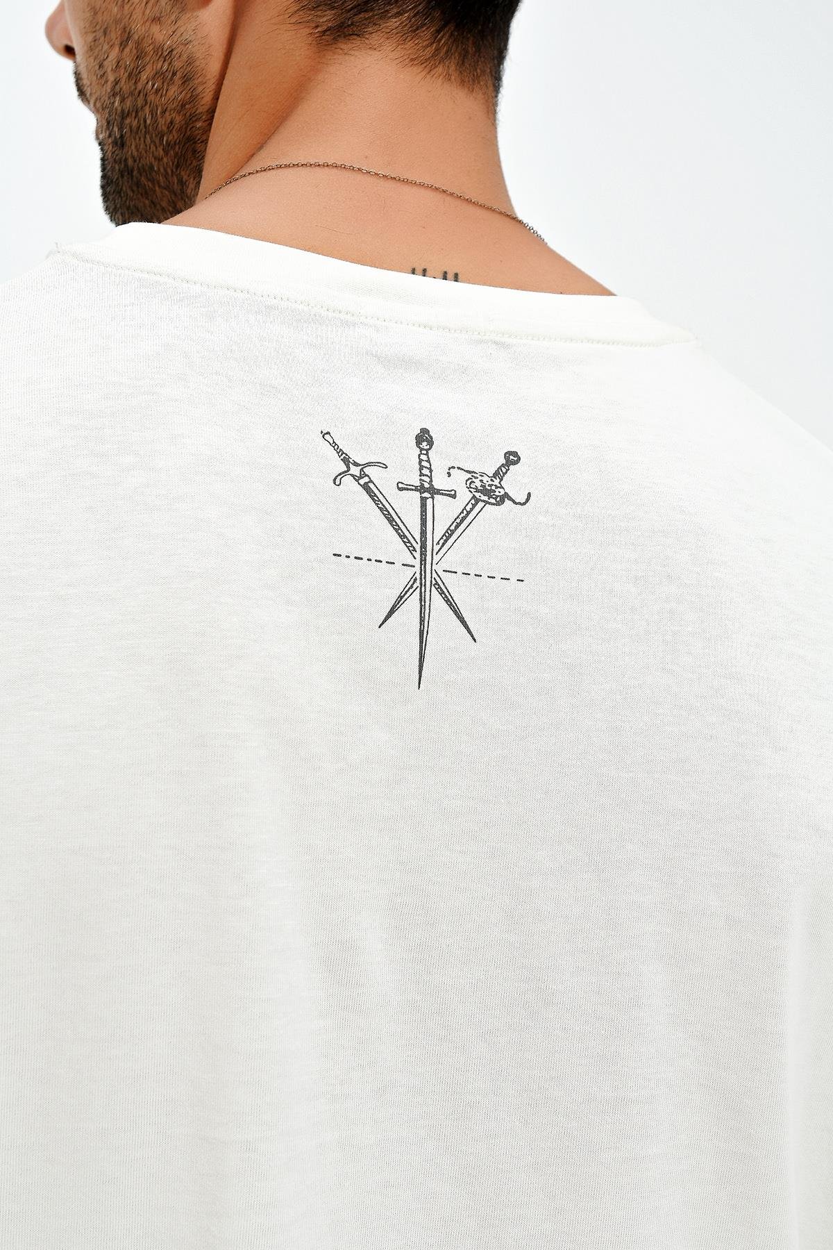 Baskılı Desen Bisiklet Yaka Oversize T-Shirt