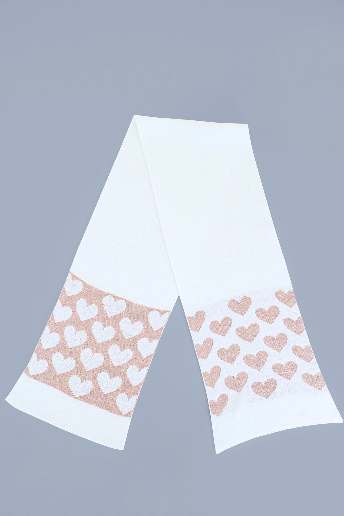 Chuba Çocuk Kalp Desenli Ponponlu Atkı Bere Takımı 7-9 & 10-12 Yaş Beyaz CHKIDS105