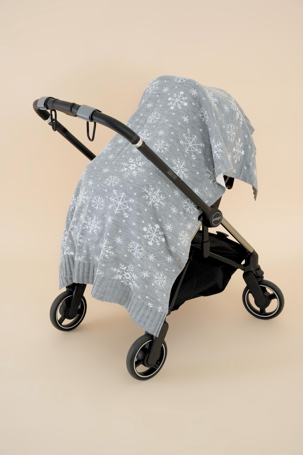 Chuba Çocuk Kar Desenli Triko Battaniye (85cmx120cm) Gri CHKIDS206