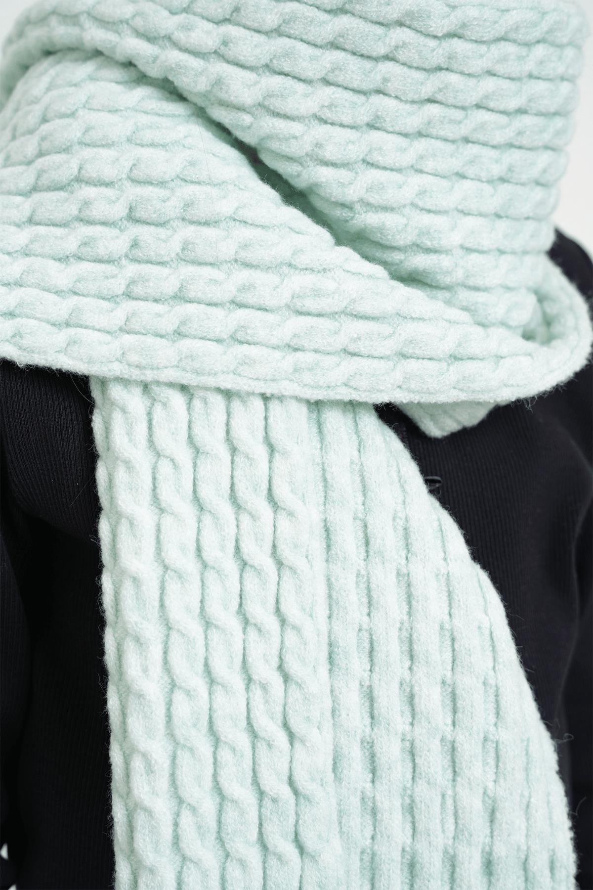 Chuba Çocuk Saç Örgü Yumuşak Tuşe Triko Atkı Mint CHKIDS107