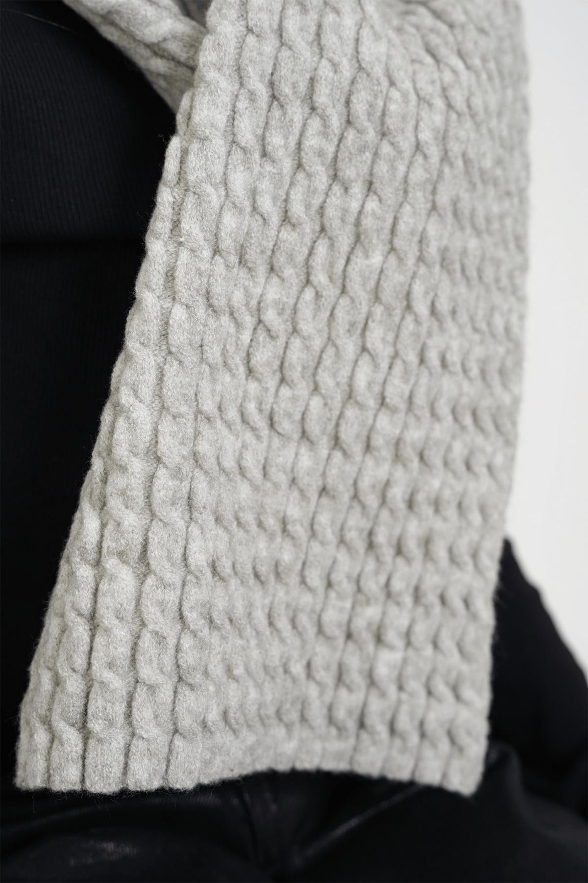 Chuba Çocuk Saç Örgü Yumuşak Tuşe Triko Atkı Gri CHKIDS107