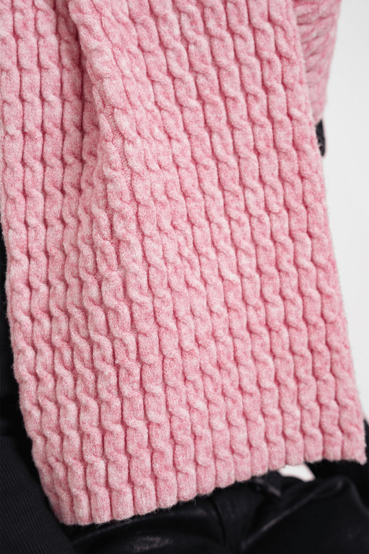 Chuba Çocuk Saç Örgü Yumuşak Tuşe Triko Atkı Pembe CHKIDS107