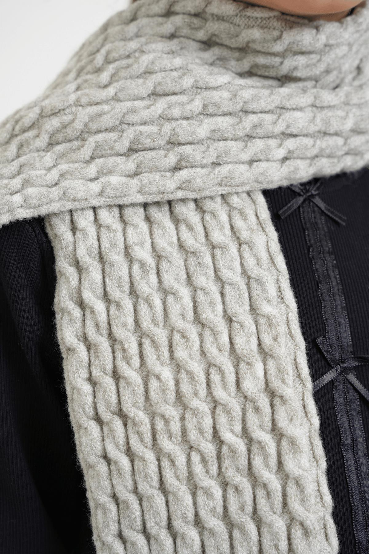 Chuba Çocuk Saç Örgü Yumuşak Tuşe Triko Atkı Bere Takımı 7-9 & 10-12 Yaş Gri CHKIDS103