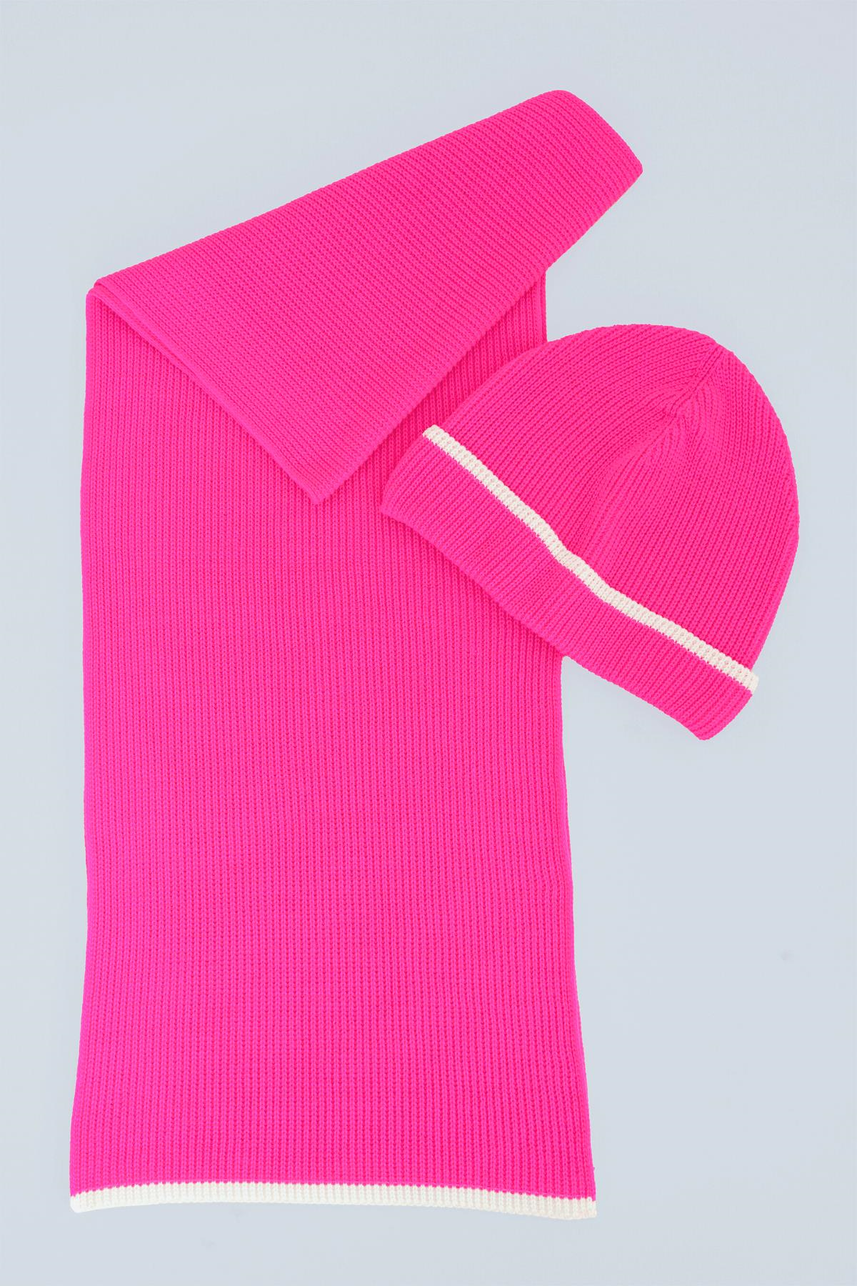 Chuba Çocuk Selanik Örgü Atkı Bere Takımı 7-9 & 10-12 Yaş Fuşya CHKIDS106