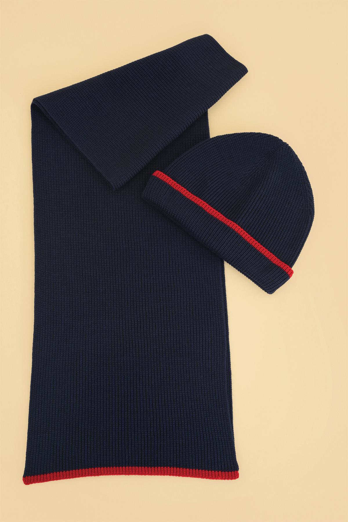 Chuba Çocuk Selanik Örgü Atkı Bere Takımı 7-9 & 10-12 Yaş Lacivert CHKIDS106