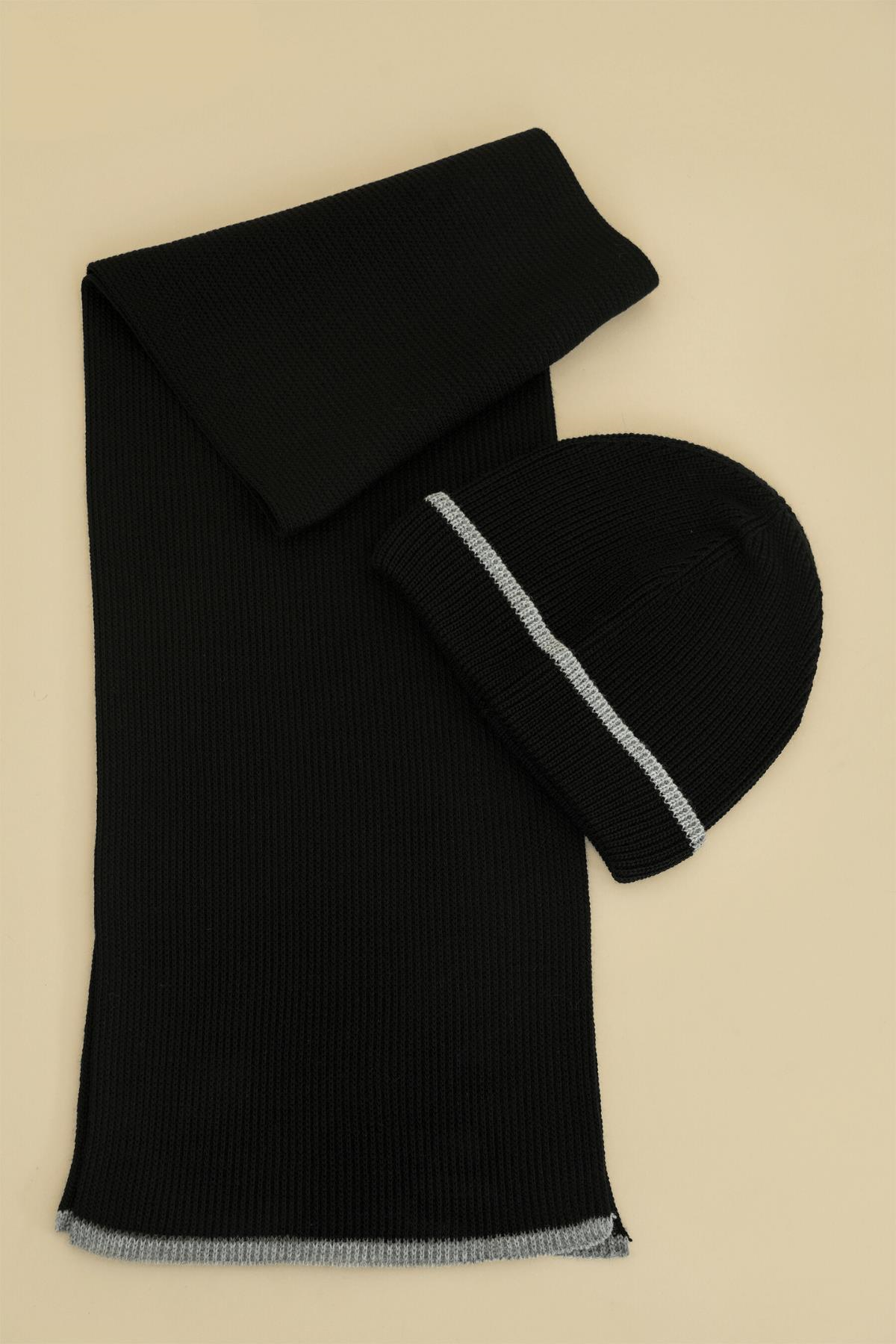 Chuba Çocuk Selanik Örgü Atkı Bere Takımı 7-9 & 10-12 Yaş Siyah CHKIDS106