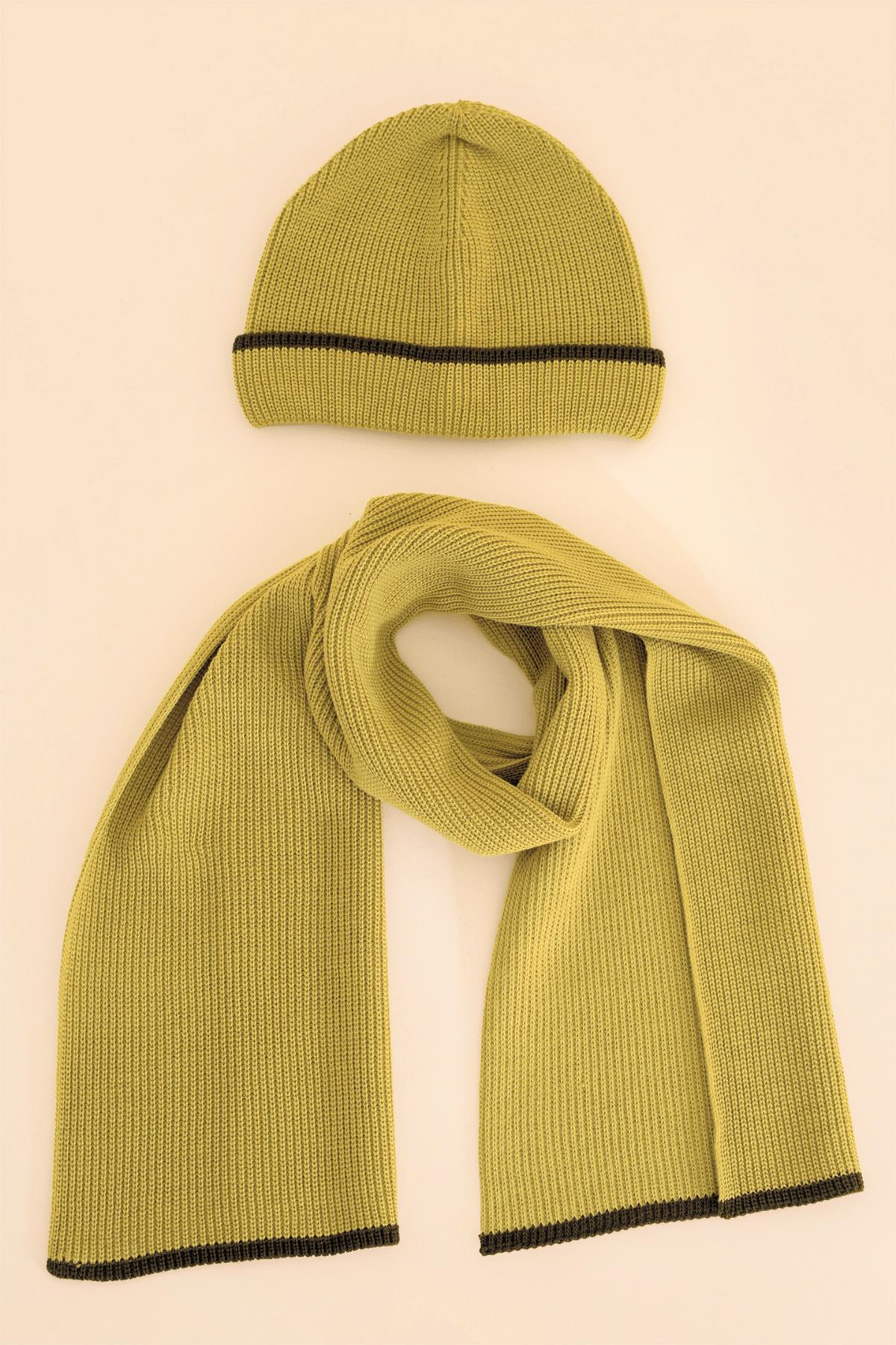 Chuba Çocuk Selanik Örgü Atkı Bere Takımı 7-9 & 10-12 Yaş Olive CHKIDS106