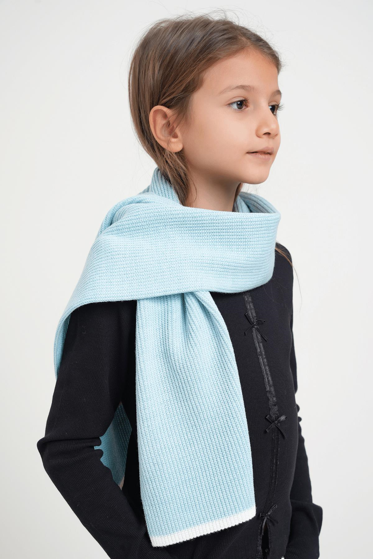 Chuba Çocuk Selanik Örgü Triko Atkı Mavi CHKIDS108
