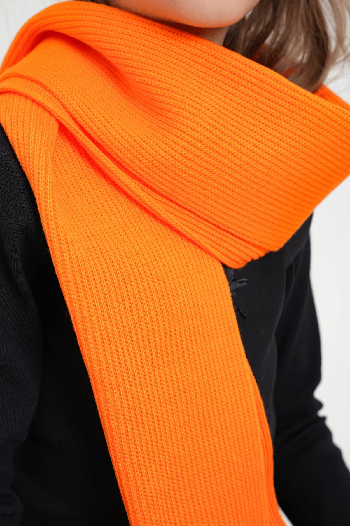 Chuba Çocuk Selanik Örgü Triko Atkı Oranj CHKIDS108