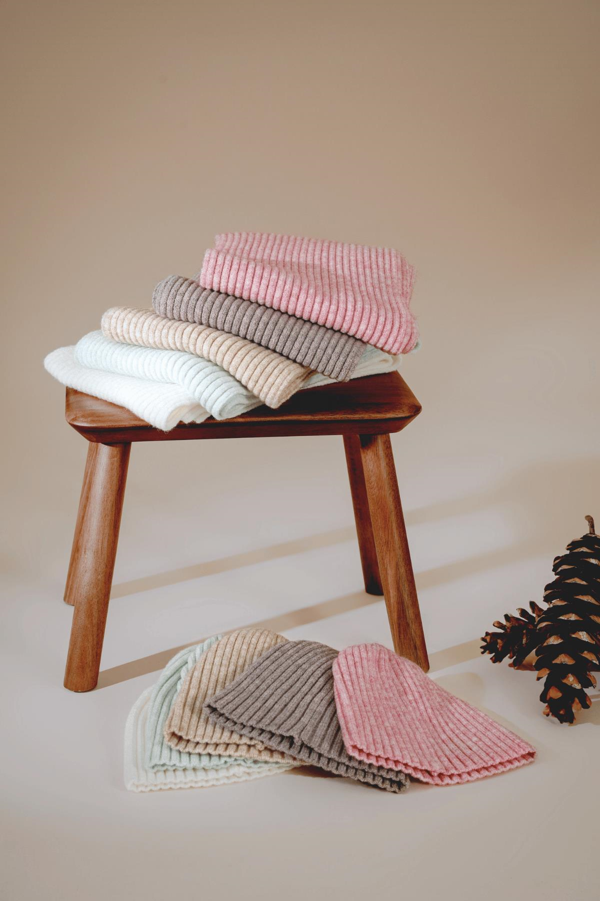 Chuba Çocuk Yumuşak Tuşeli Fitilli Atkı Bere Takımı 3-6 Yaş Açık Kahve CHKIDS101