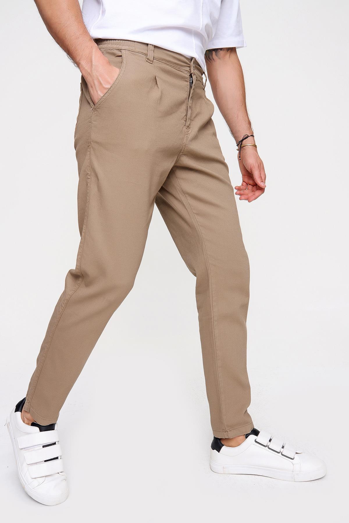 Chuba Erkek Armürlü, Elastik Belli, Regular Fit, Pileli Pantolon 21S502