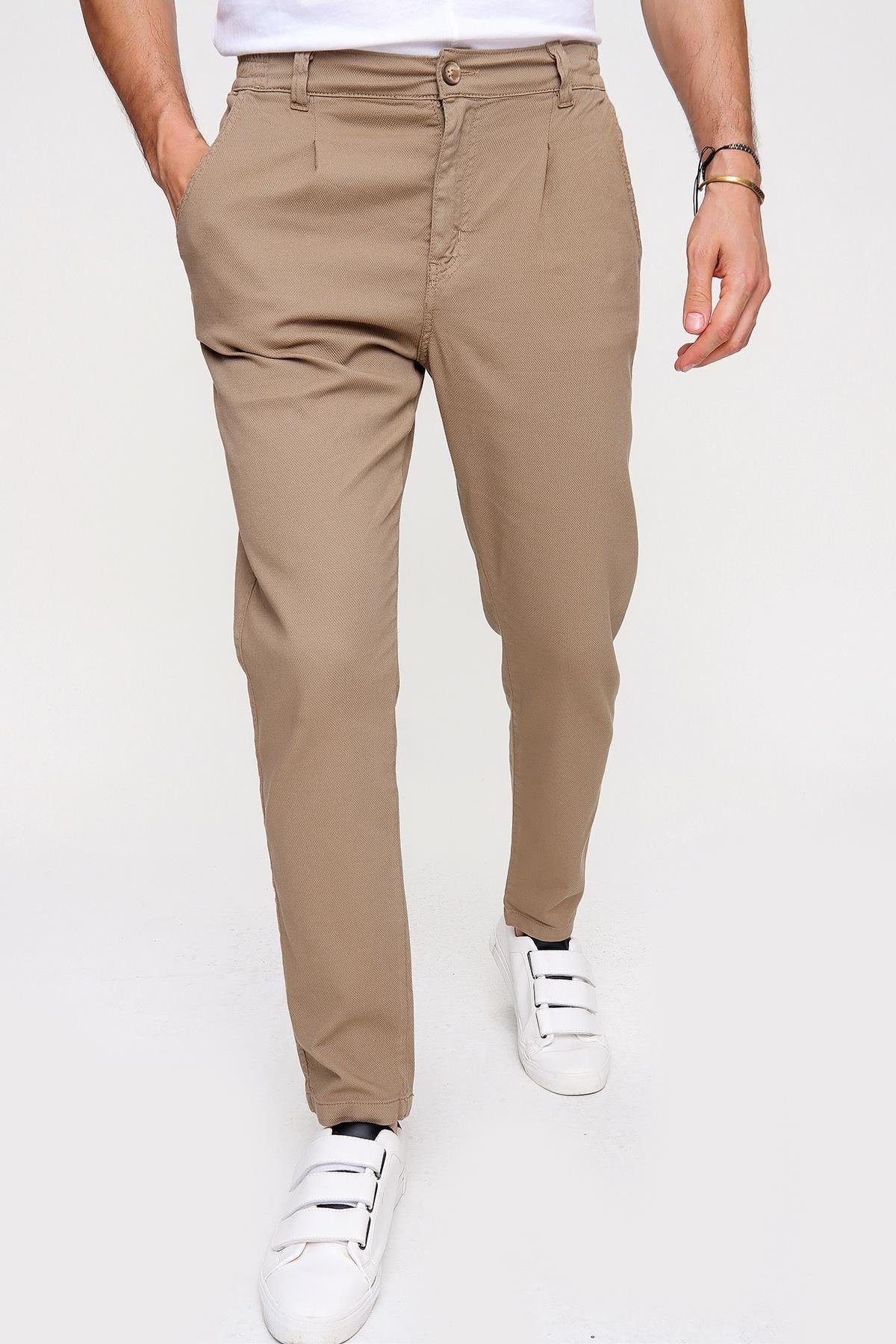 Chuba Erkek Armürlü, Elastik Belli, Regular Fit, Pileli Pantolon 21S502