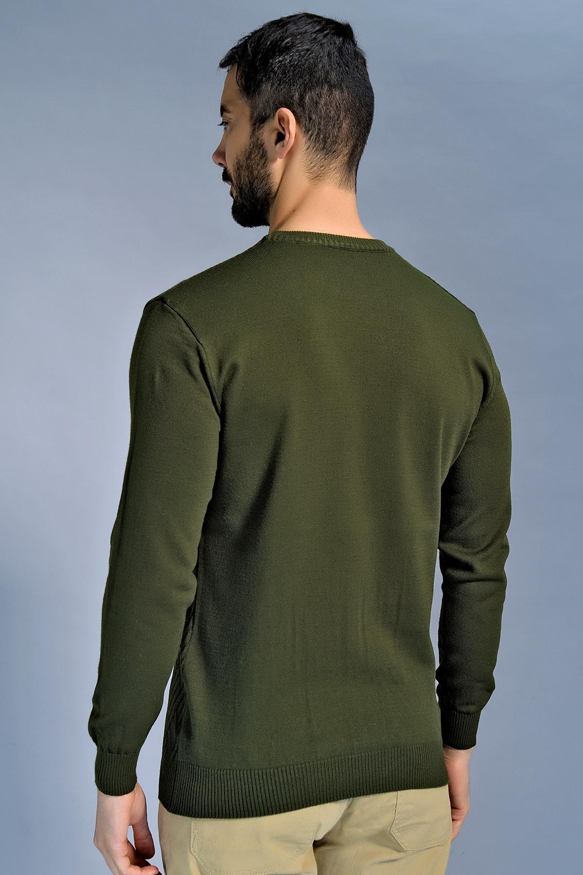 Chuba Erkek Bisiklet Yaka Desenli Triko Kazak 20W162