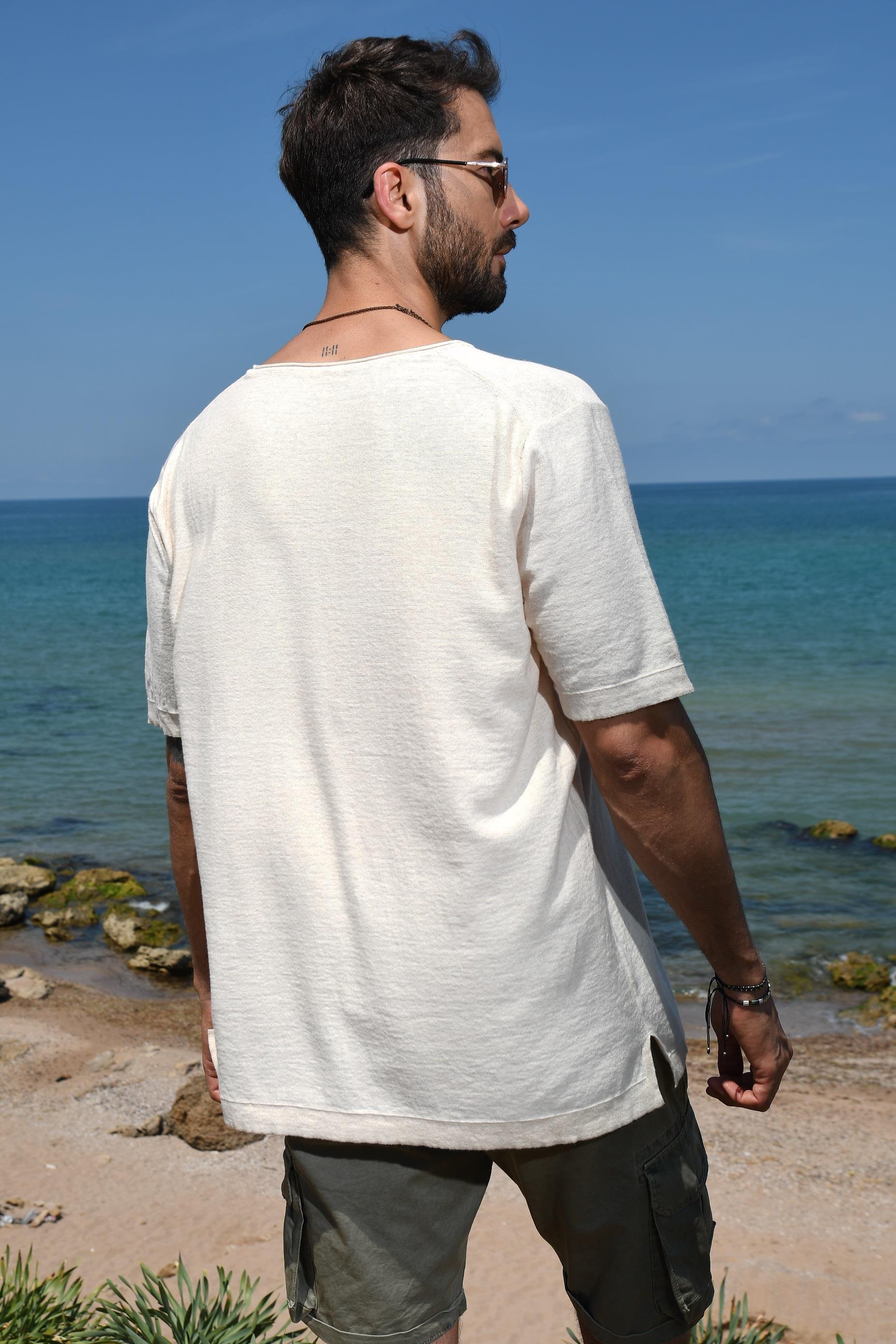 Chuba Erkek Bisiklet Yaka Oversize Triko T-Shirt 20S404