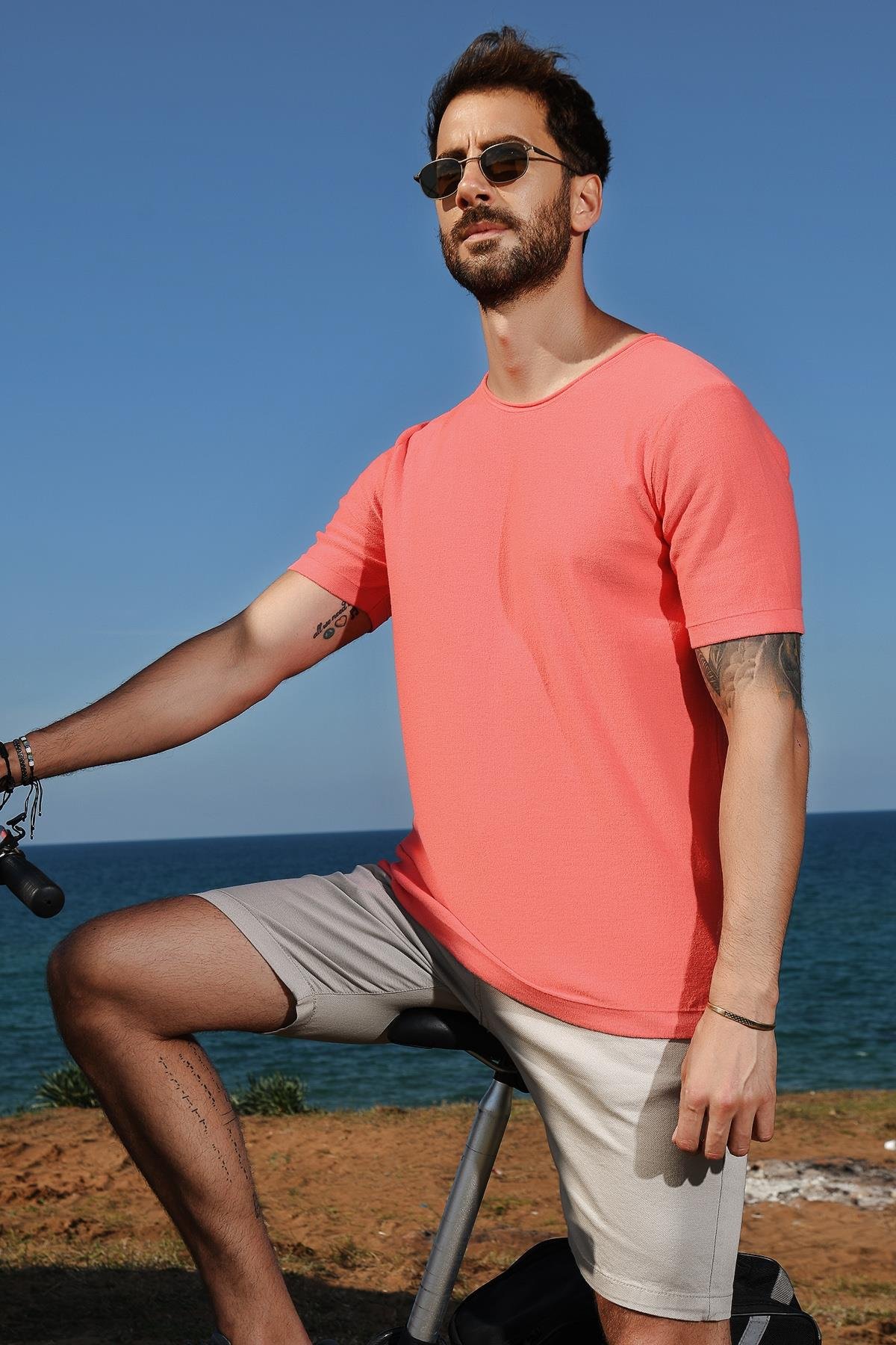 Chuba Erkek Bisiklet Yaka Oversize Triko T-Shirt 20S404