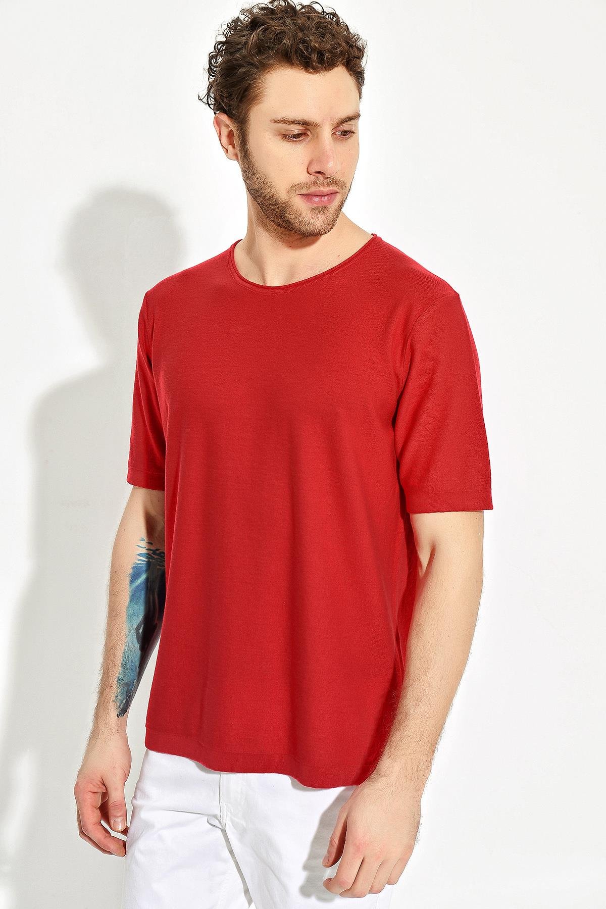 Chuba Erkek Bisiklet Yaka Oversize Triko T-Shirt 20S404