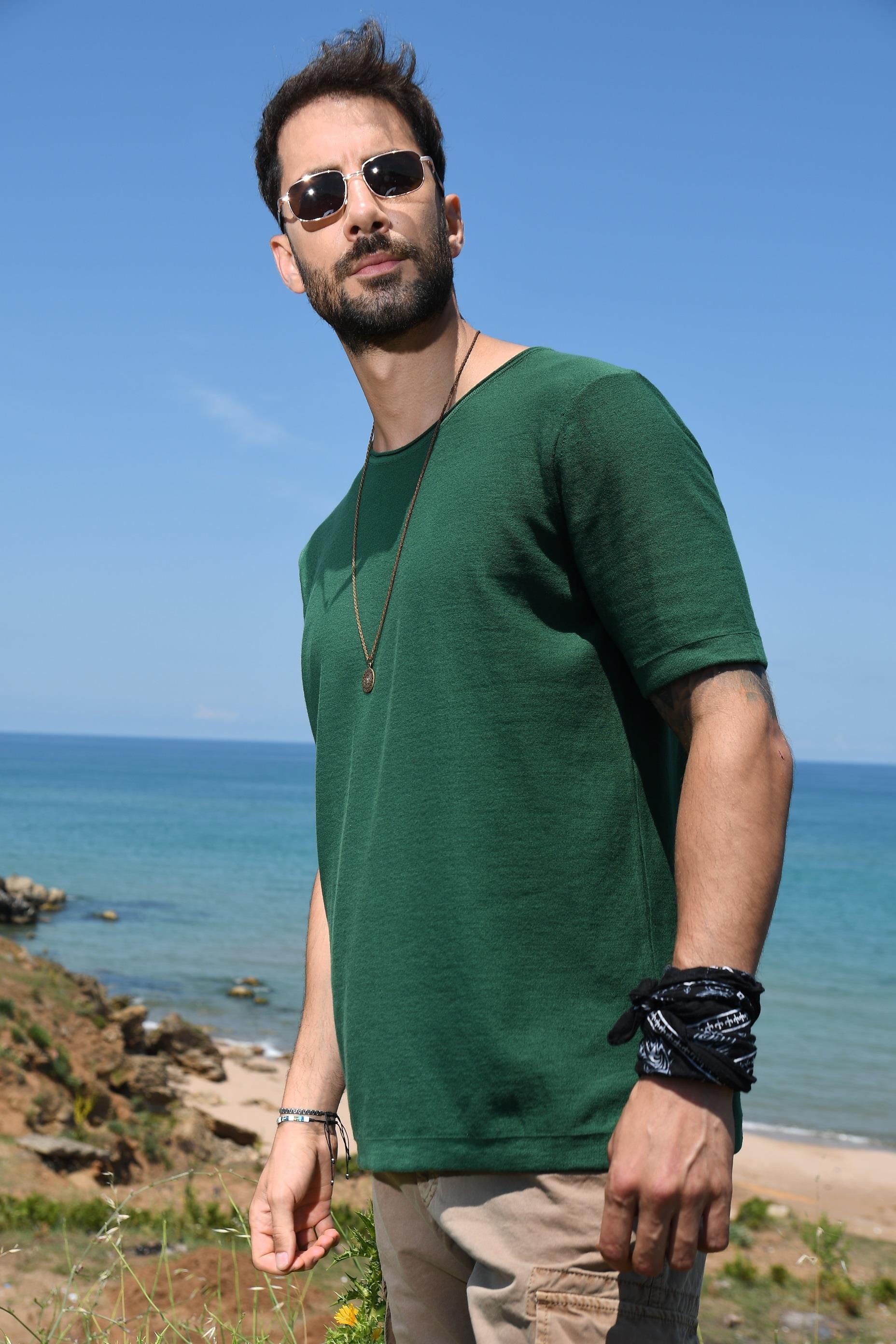 Chuba Erkek Bisiklet Yaka Oversize Triko T-Shirt 20S404