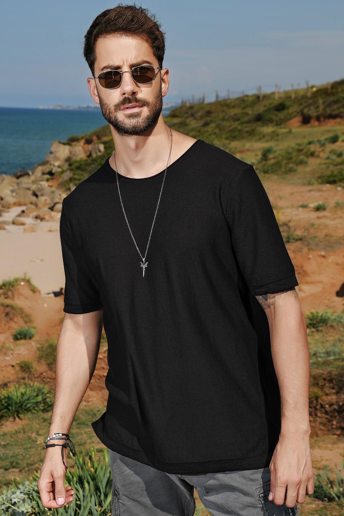 Chuba Erkek Bisiklet Yaka Oversize Triko T-Shirt 20S404