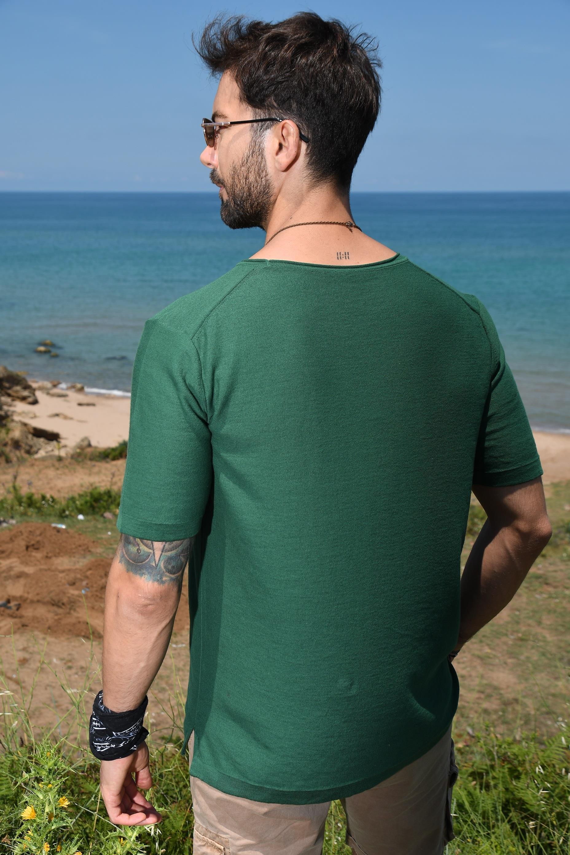 Chuba Erkek Bisiklet Yaka Oversize Triko T-Shirt 20S404
