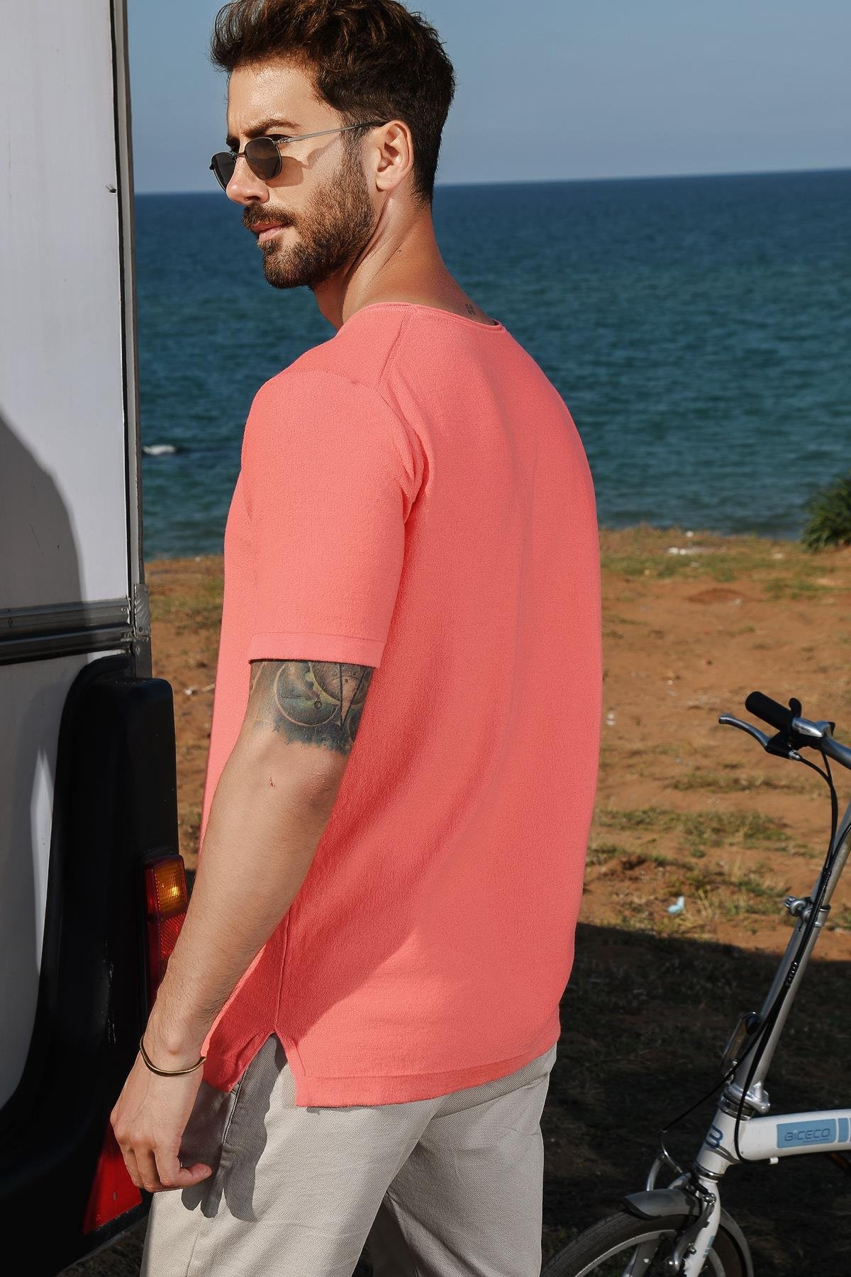Chuba Erkek Bisiklet Yaka Oversize Triko T-Shirt 20S404