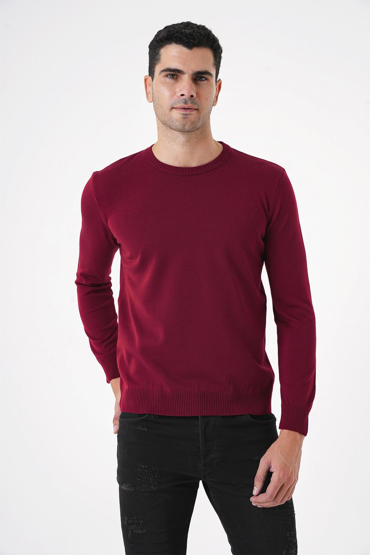 Chuba Erkek Bisiklet Yaka Triko Kazak Bordo 20W150
