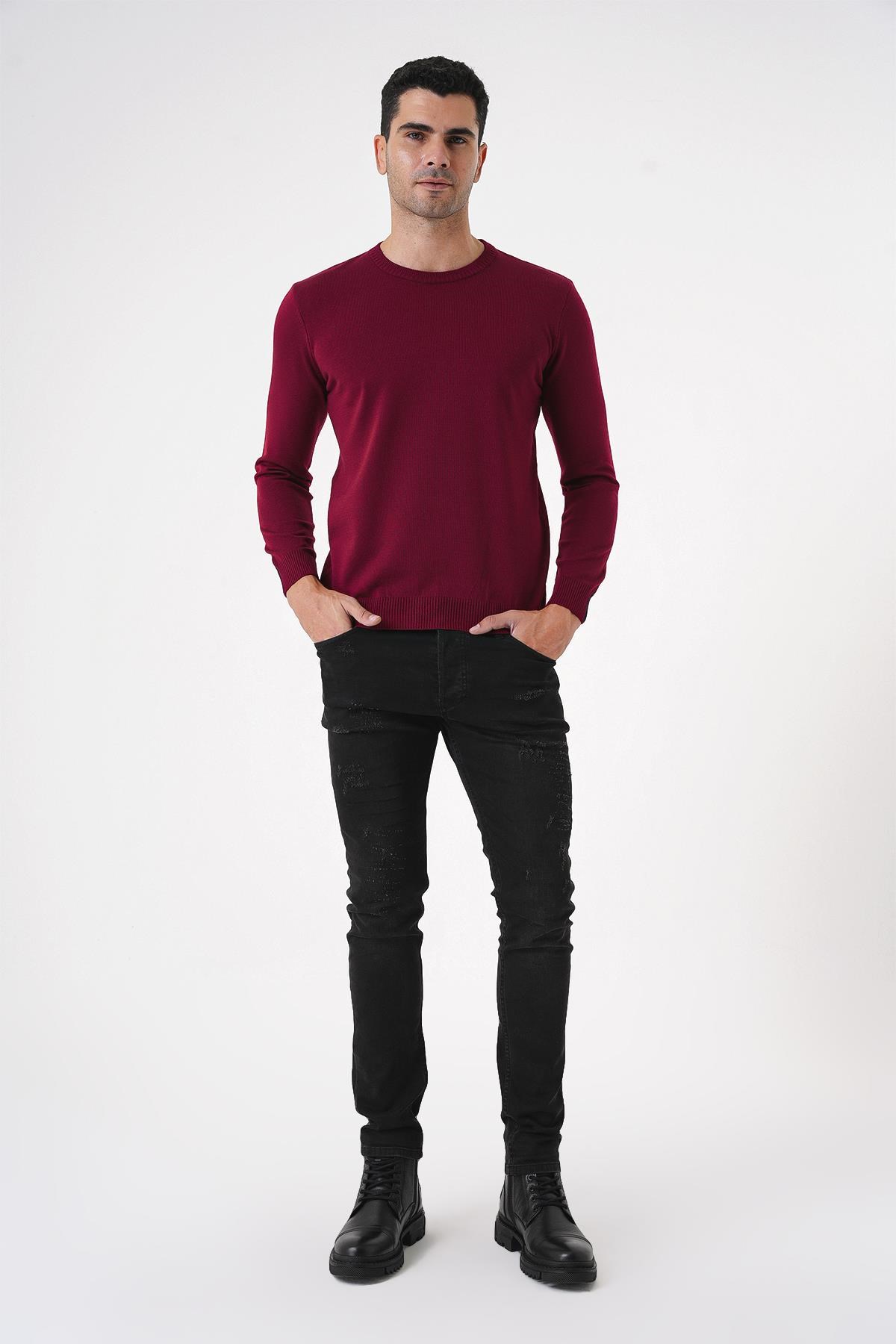 Chuba Erkek Bisiklet Yaka Triko Kazak Bordo 20W150