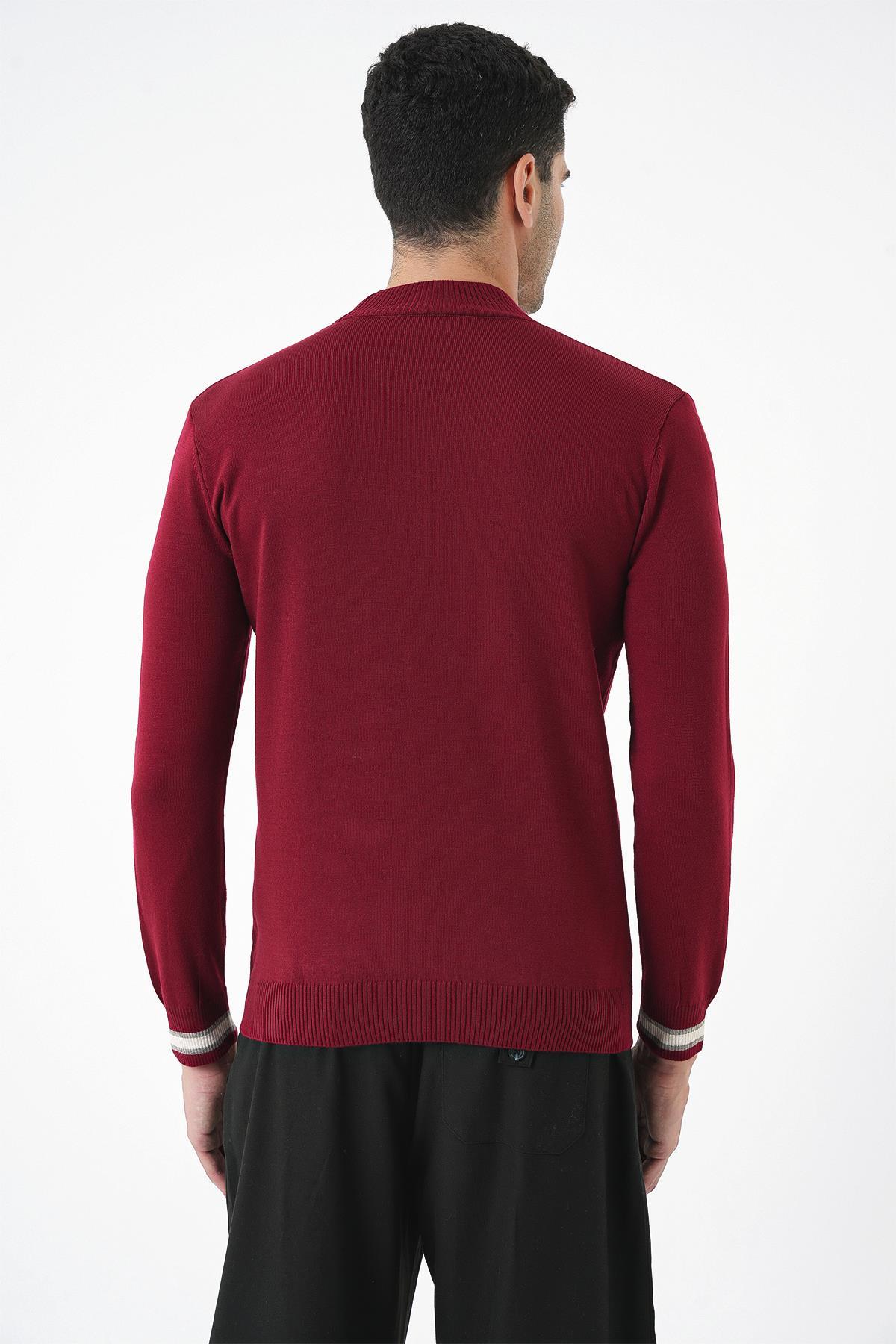 Chuba Erkek Bordo Yarım Balıkçı Triko Kazak 20W153