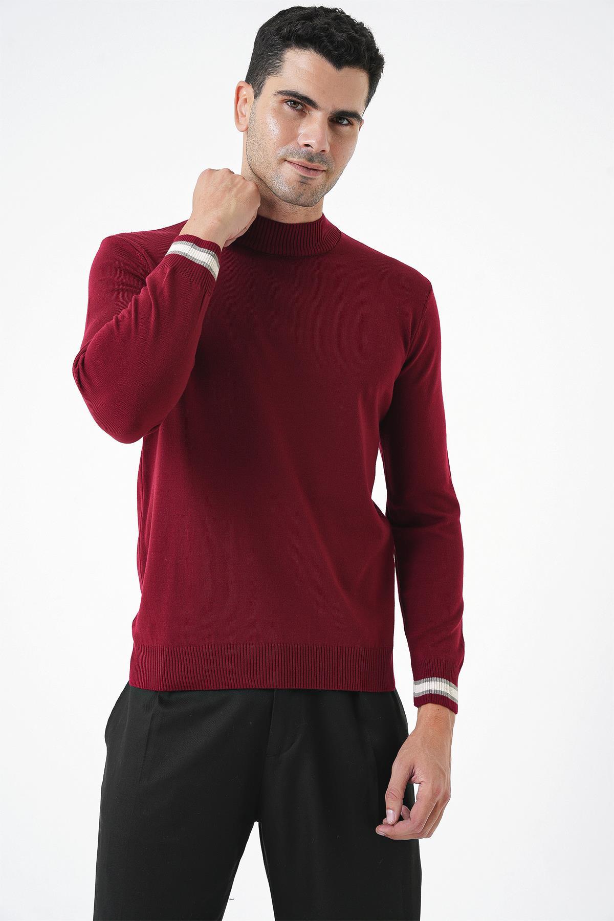 Chuba Erkek Bordo Yarım Balıkçı Triko Kazak 20W153