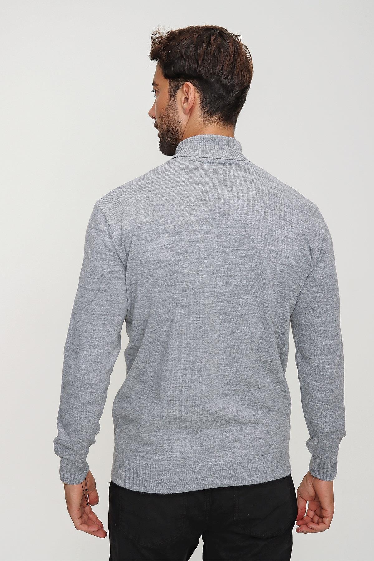 Chuba Erkek Gri Balıkçı Yaka İnce Triko Kazak 20W154