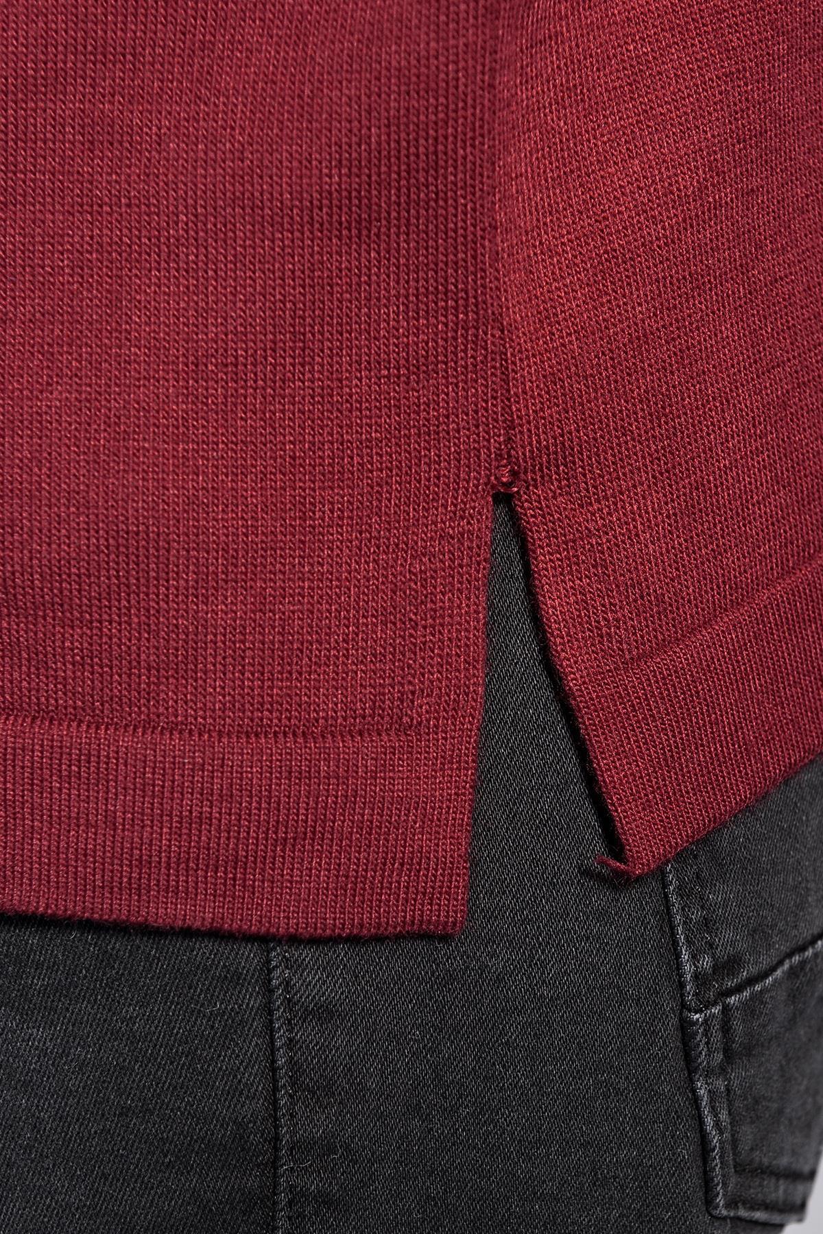 Chuba Erkek Kapüşonlu Cepli Triko Kazak Bordo 20W190