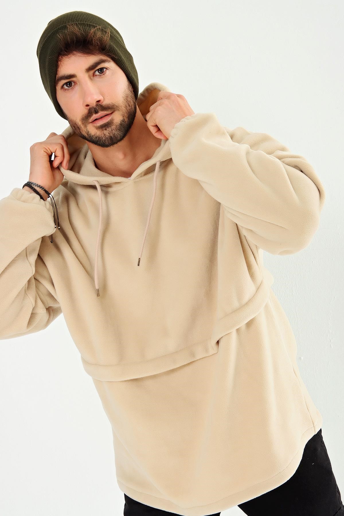 Chuba Erkek Kapüşonlu Oversize Outdoor Retro Polar Hoodie 21W801