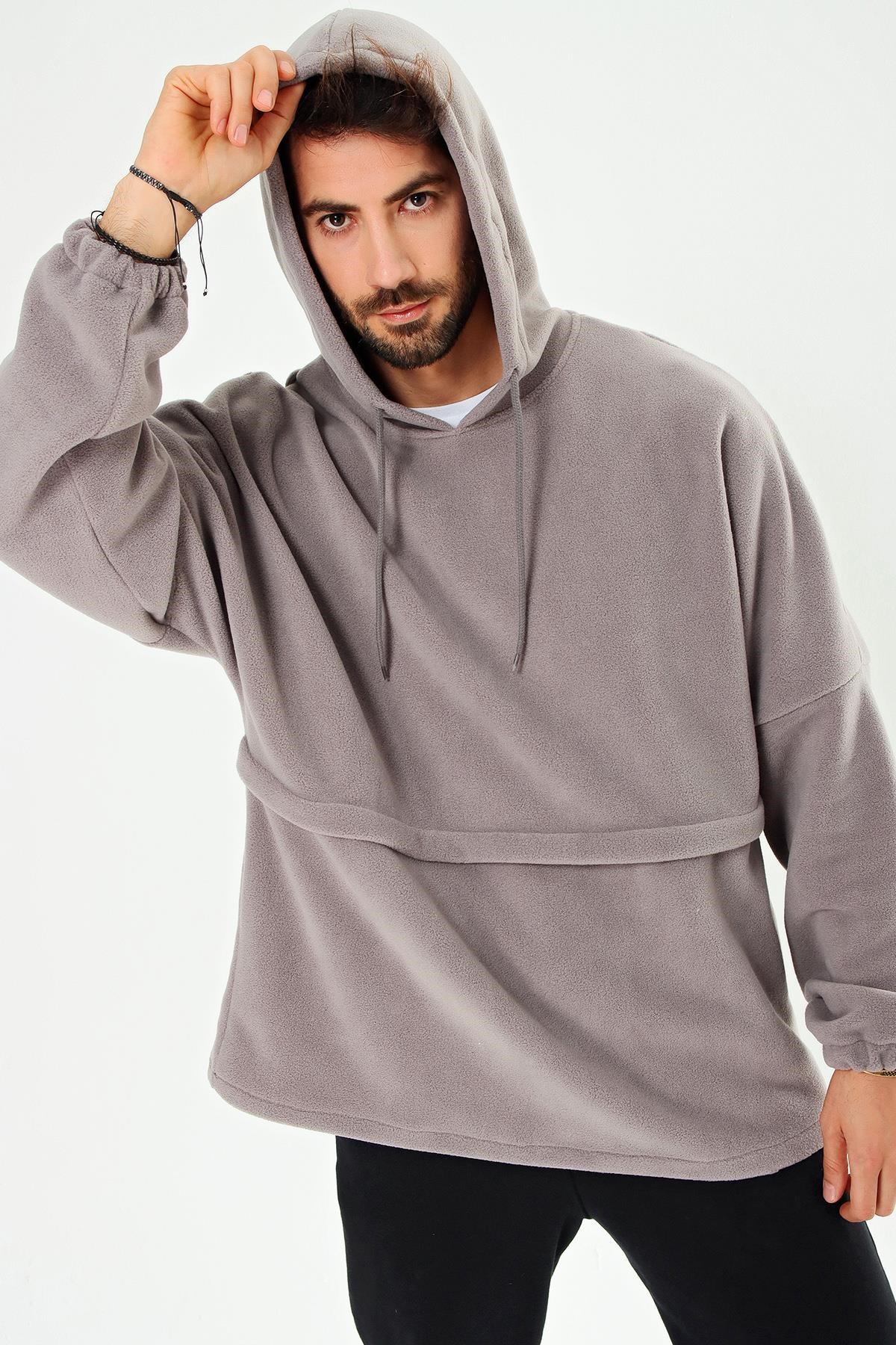 Chuba Erkek Kapüşonlu Oversize Outdoor Retro Polar Hoodie 21W801