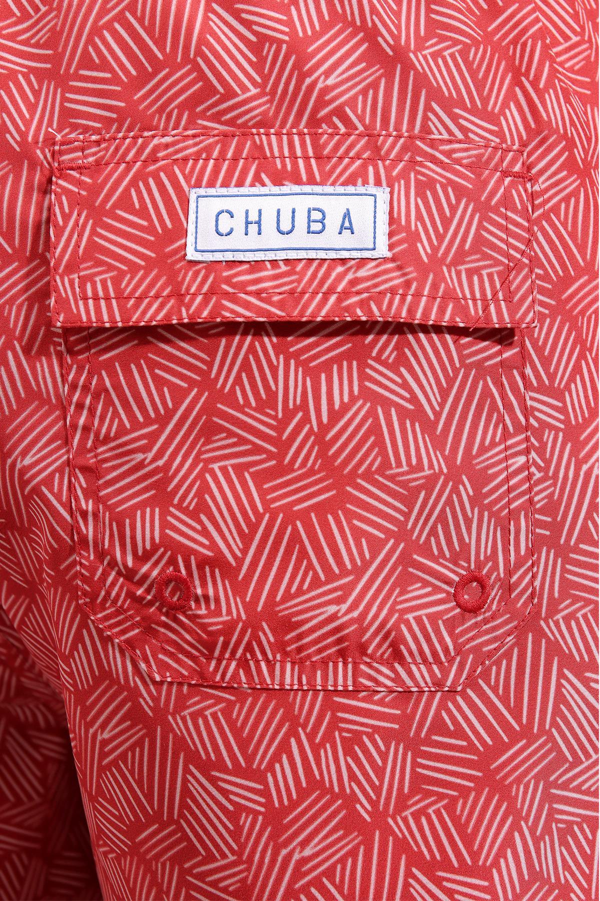 Chuba Erkek Kırmızı Orta Boy Desenli Deniz Şortu 21S1002K