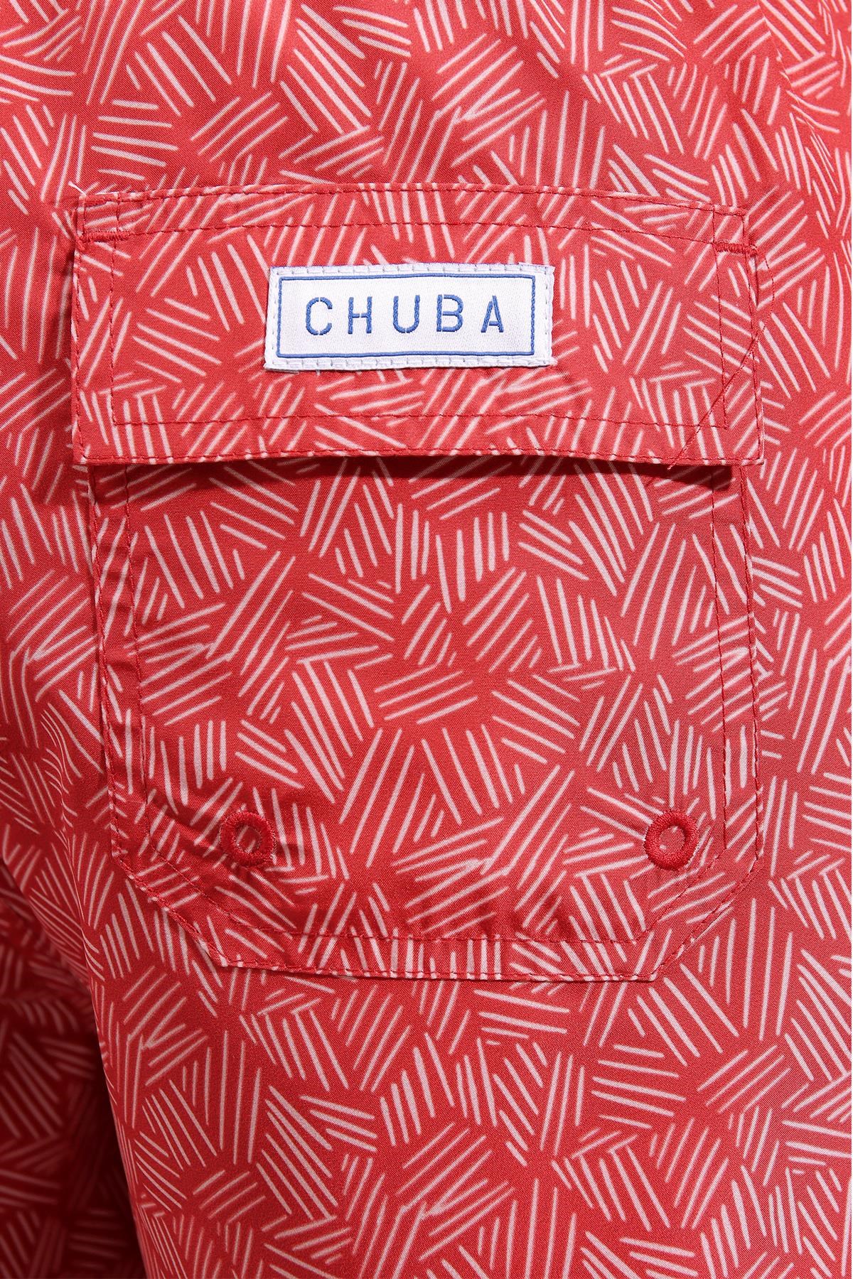 Chuba Erkek Kırmızı Orta Boy Desenli Deniz Şortu 21S1002K