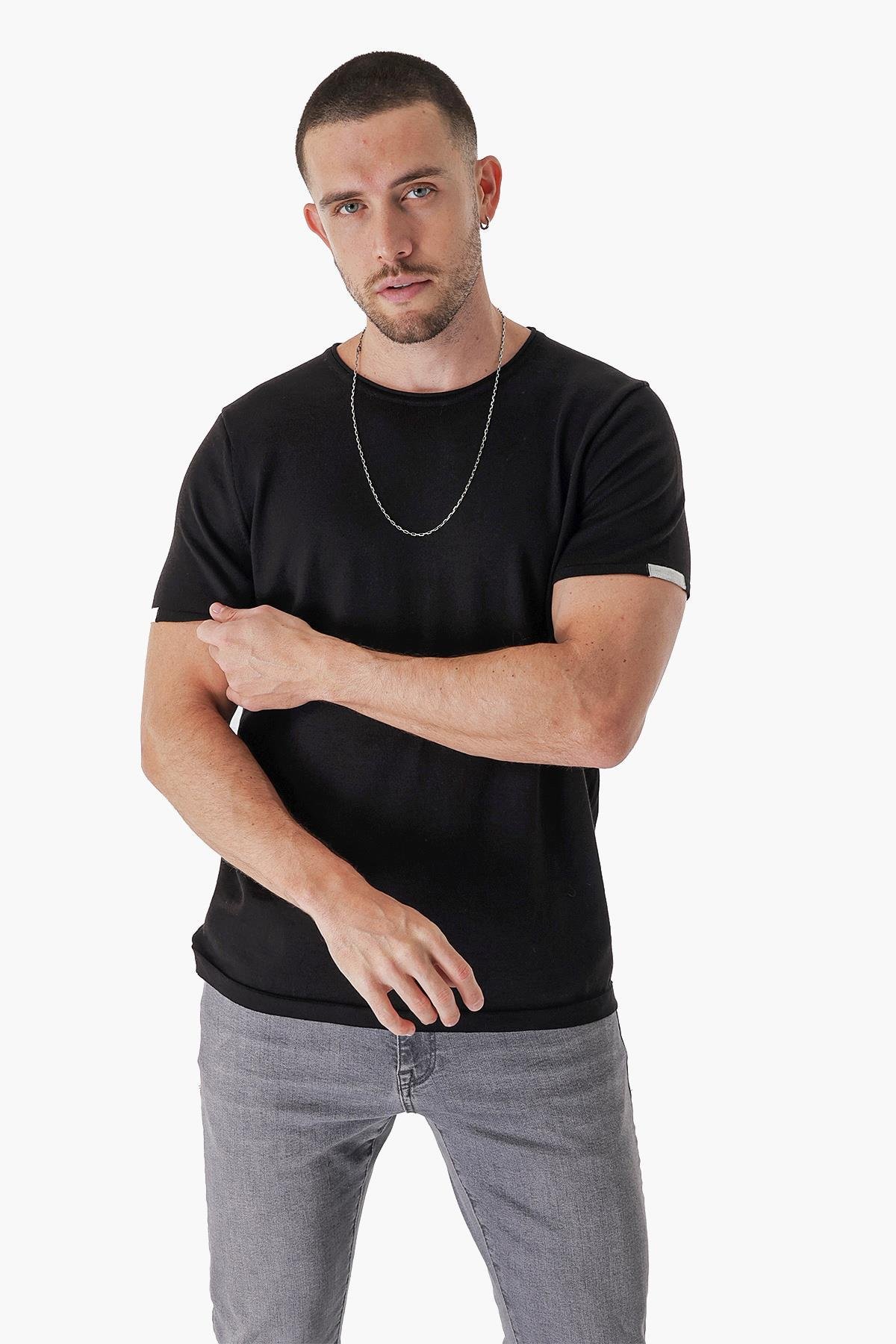 Chuba Erkek Leo Regular Fit Triko T-Shirt Siyah 23S2003