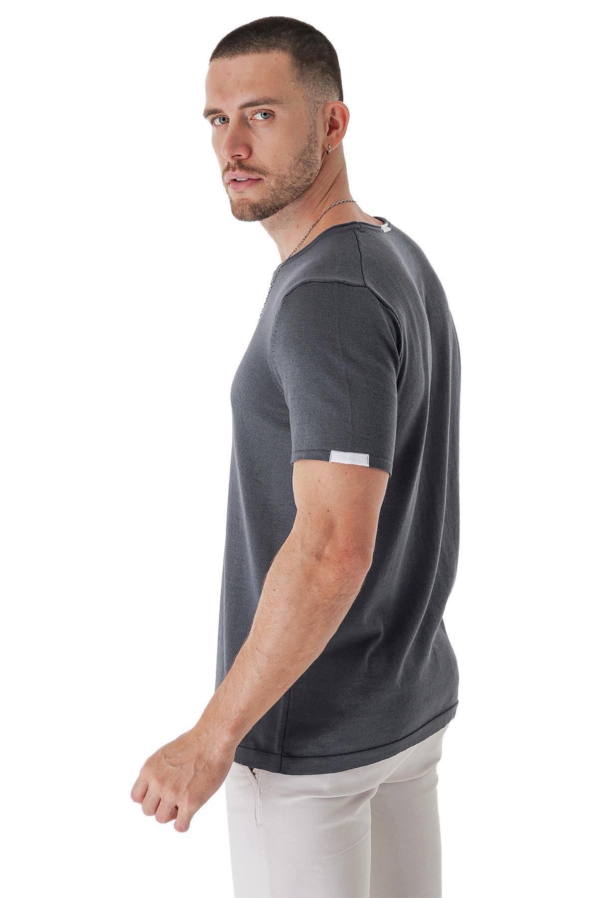 Chuba Erkek Leo Regular Fit Triko T-Shirt Füme 23S2003
