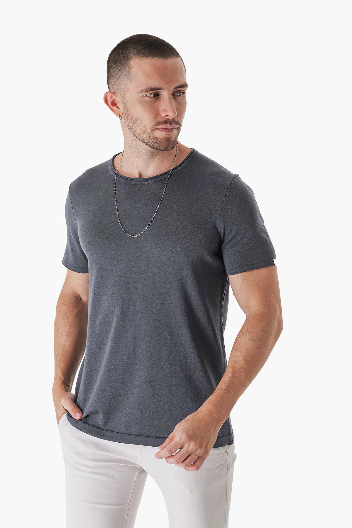 Chuba Erkek Leo Regular Fit Triko T-Shirt Füme 23S2003
