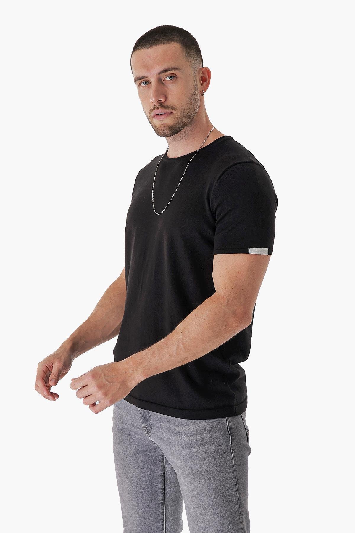 Chuba Erkek Leo Regular Fit Triko T-Shirt Siyah 23S2003