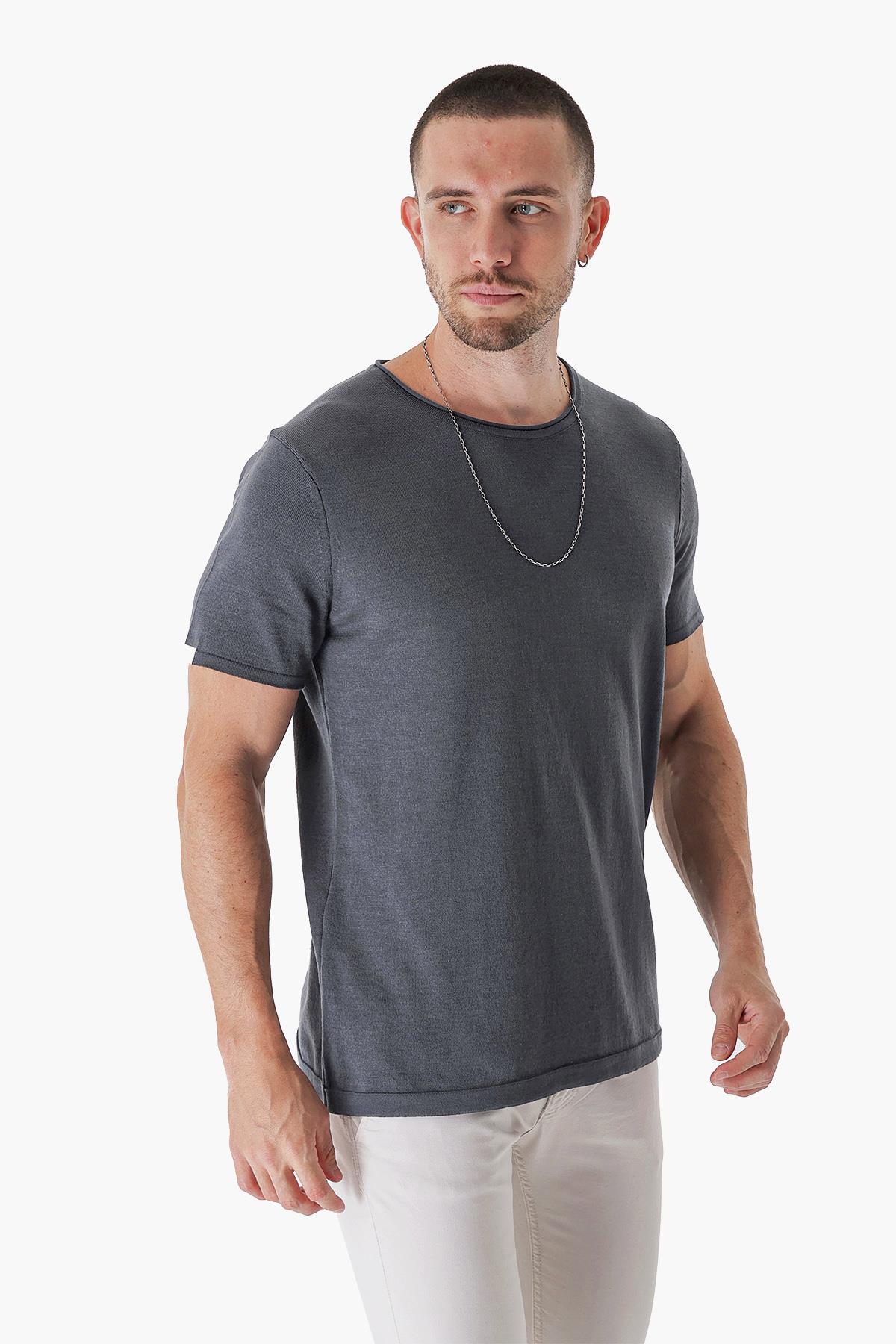 Chuba Erkek Leo Regular Fit Triko T-Shirt Füme 23S2003