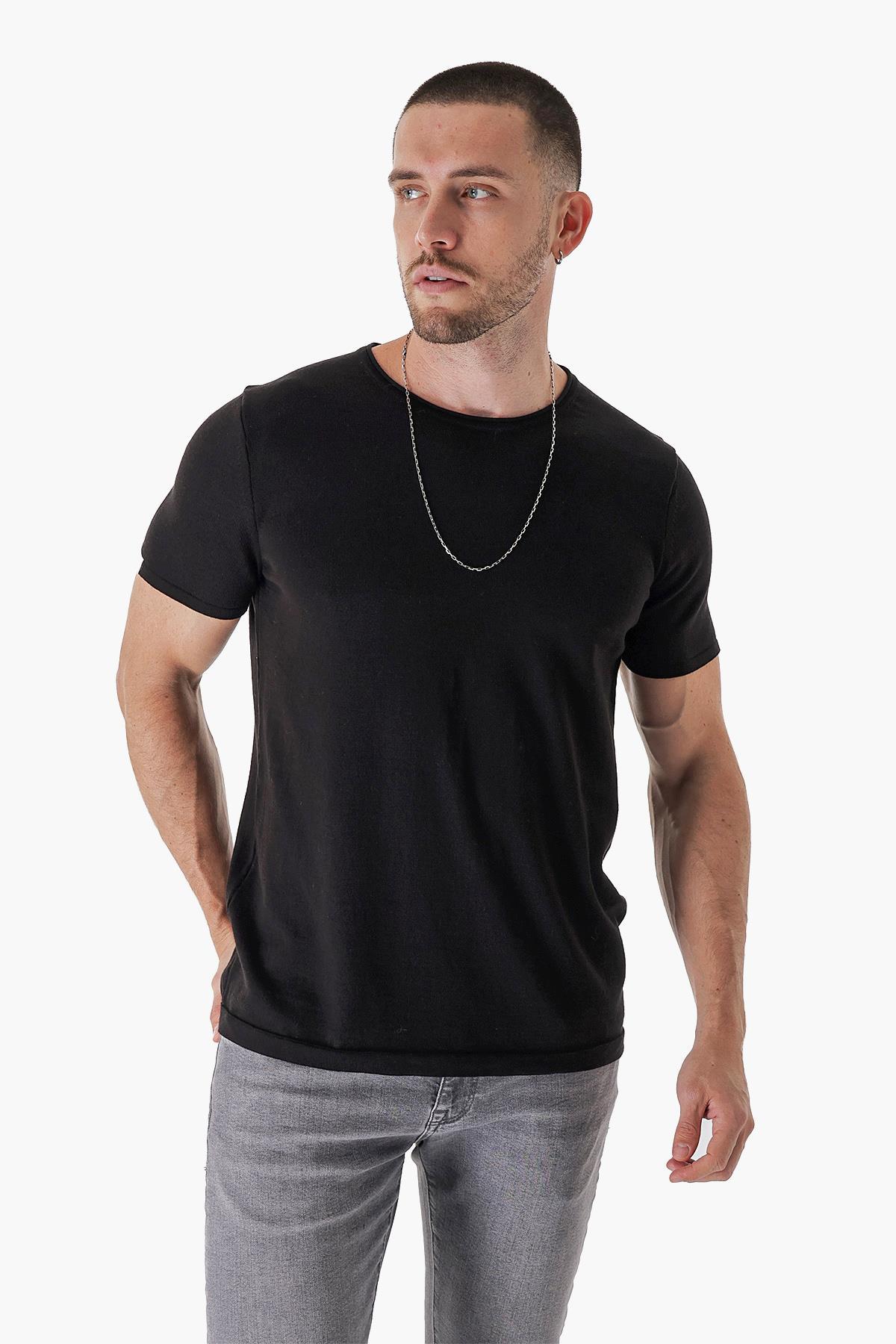 Chuba Erkek Leo Regular Fit Triko T-Shirt Siyah 23S2003