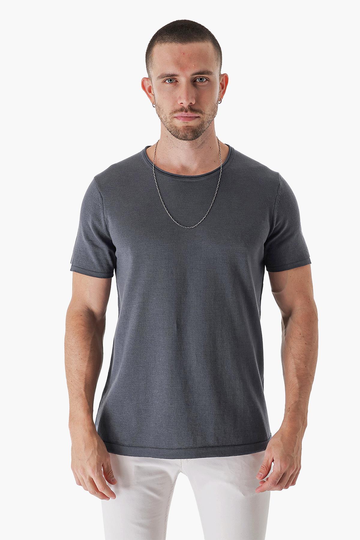 Chuba Erkek Leo Regular Fit Triko T-Shirt Füme 23S2003