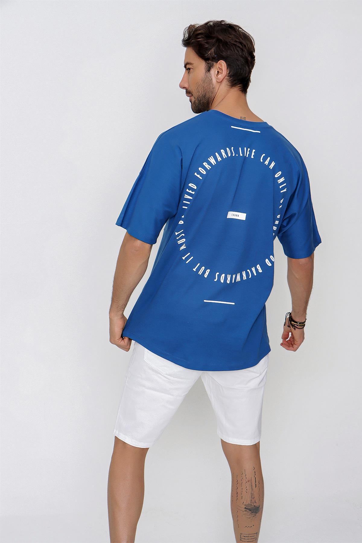Chuba Erkek Loose Fit Spor Kesim Baskılı T-Shirt Mavi 22SM251