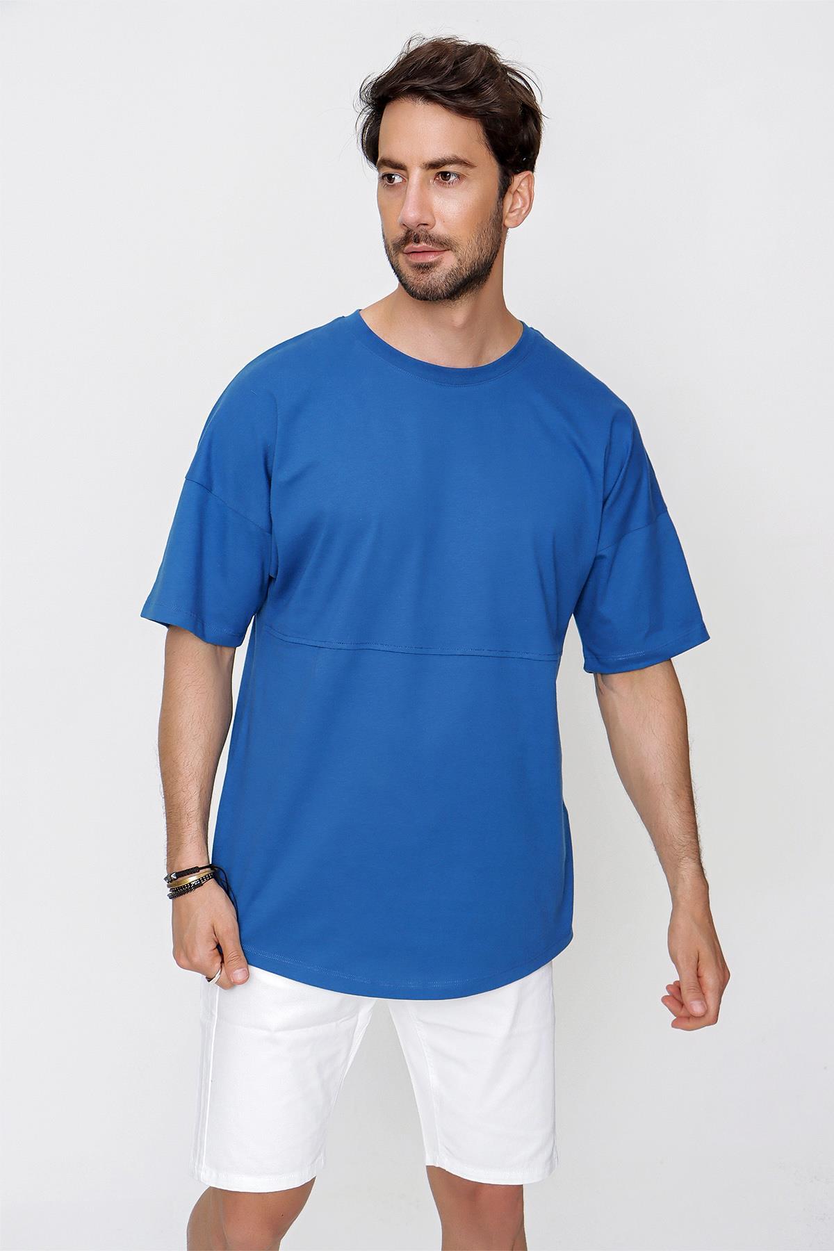 Chuba Erkek Loose Fit Spor Kesim Baskılı T-Shirt Mavi 22SM251