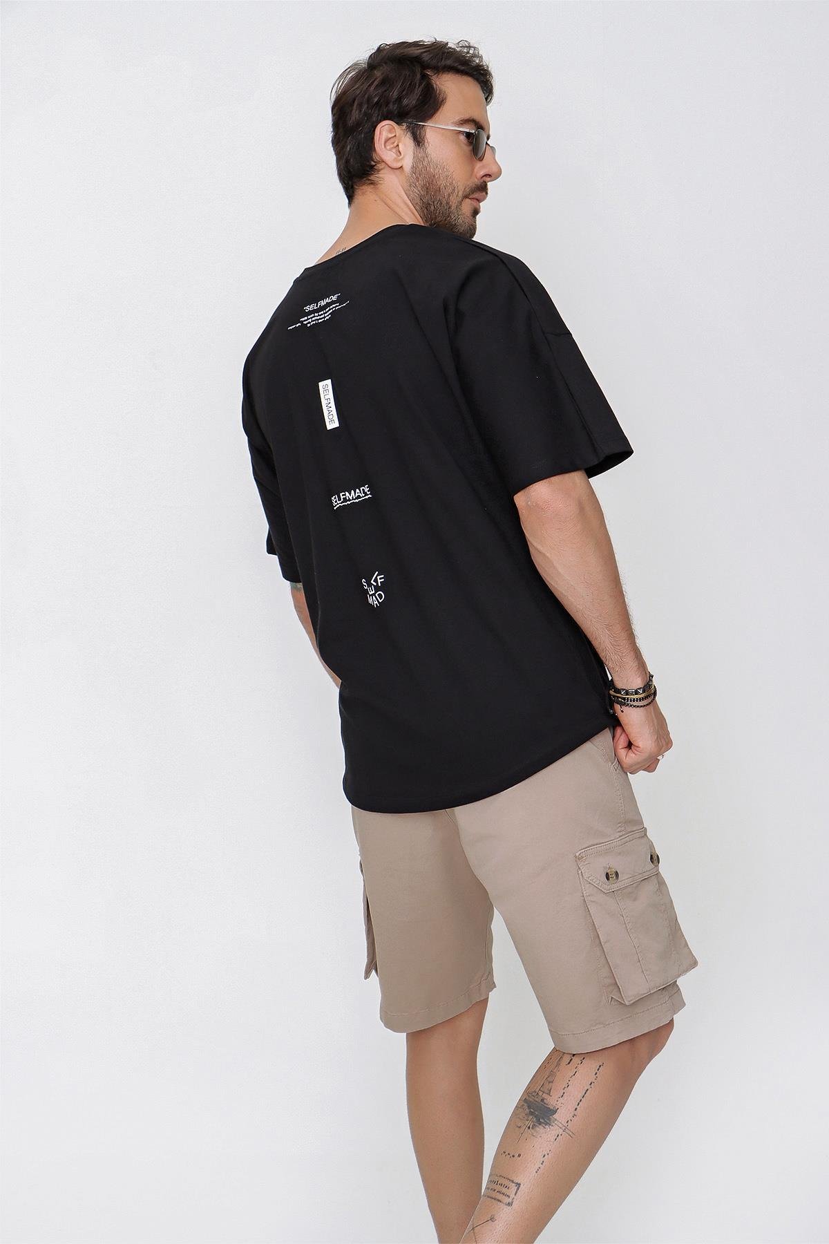 Chuba Erkek Loose Fit Spor Kesim Baskılı T-Shirt Siyah 22SM252