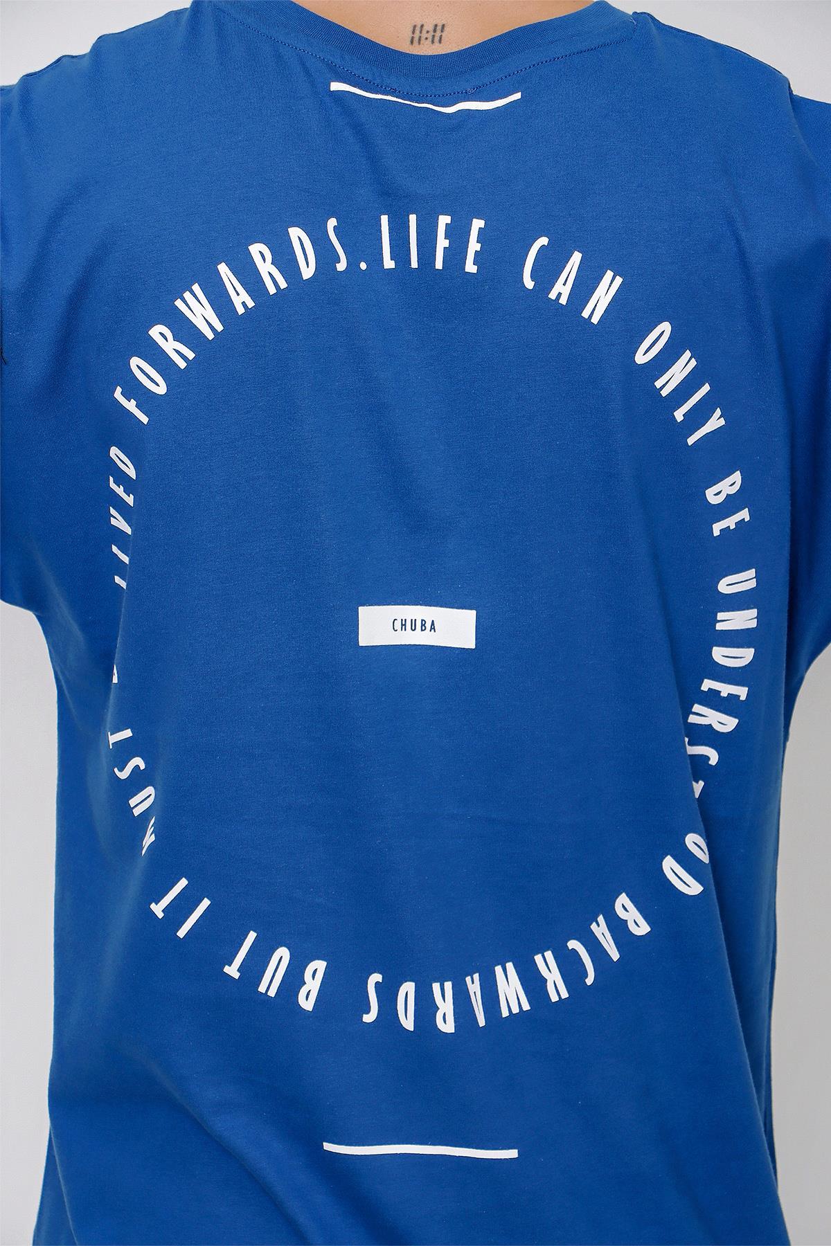 Chuba Erkek Loose Fit Spor Kesim Baskılı T-Shirt Mavi 22SM251