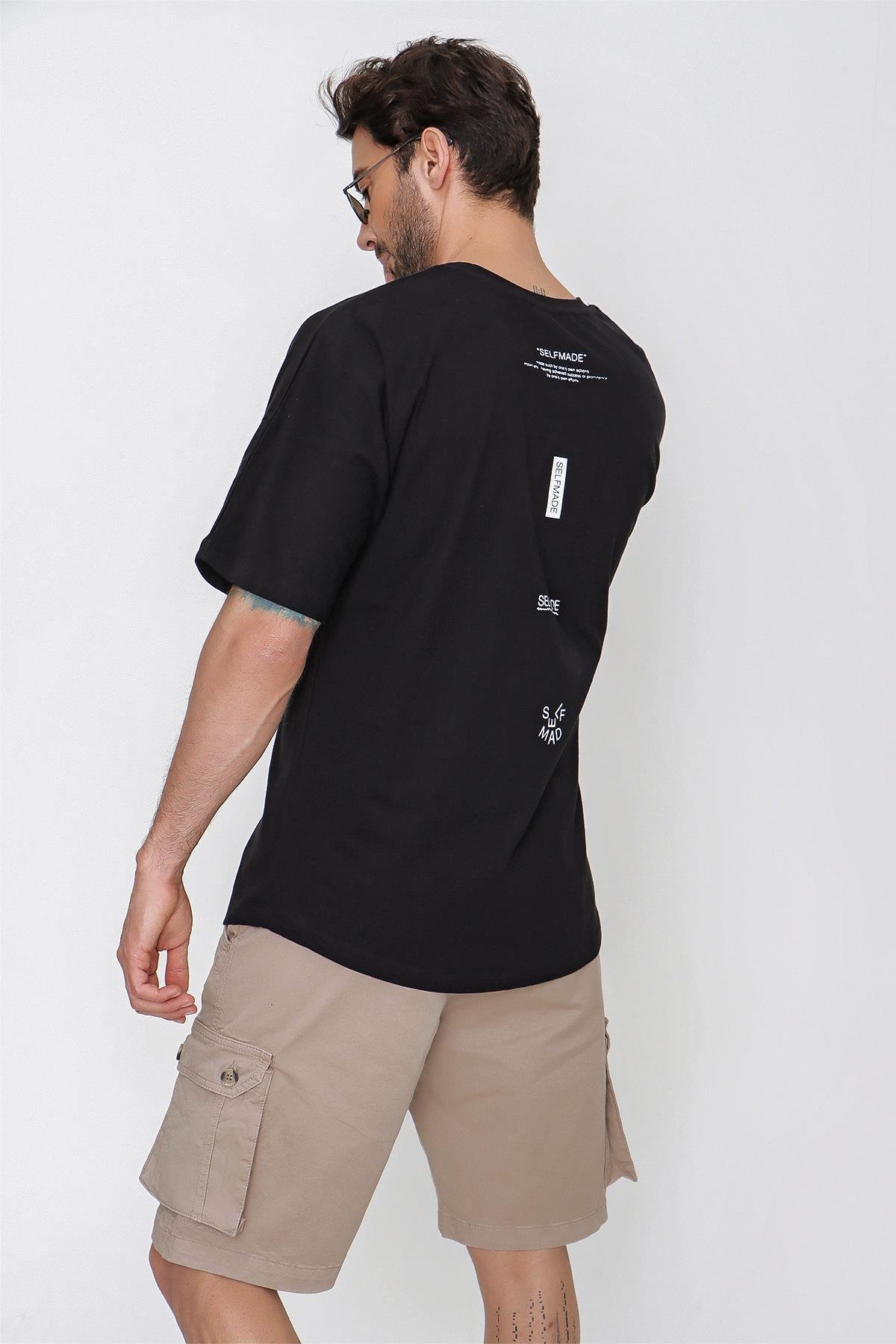 Chuba Erkek Loose Fit Spor Kesim Baskılı T-Shirt Siyah 22SM252