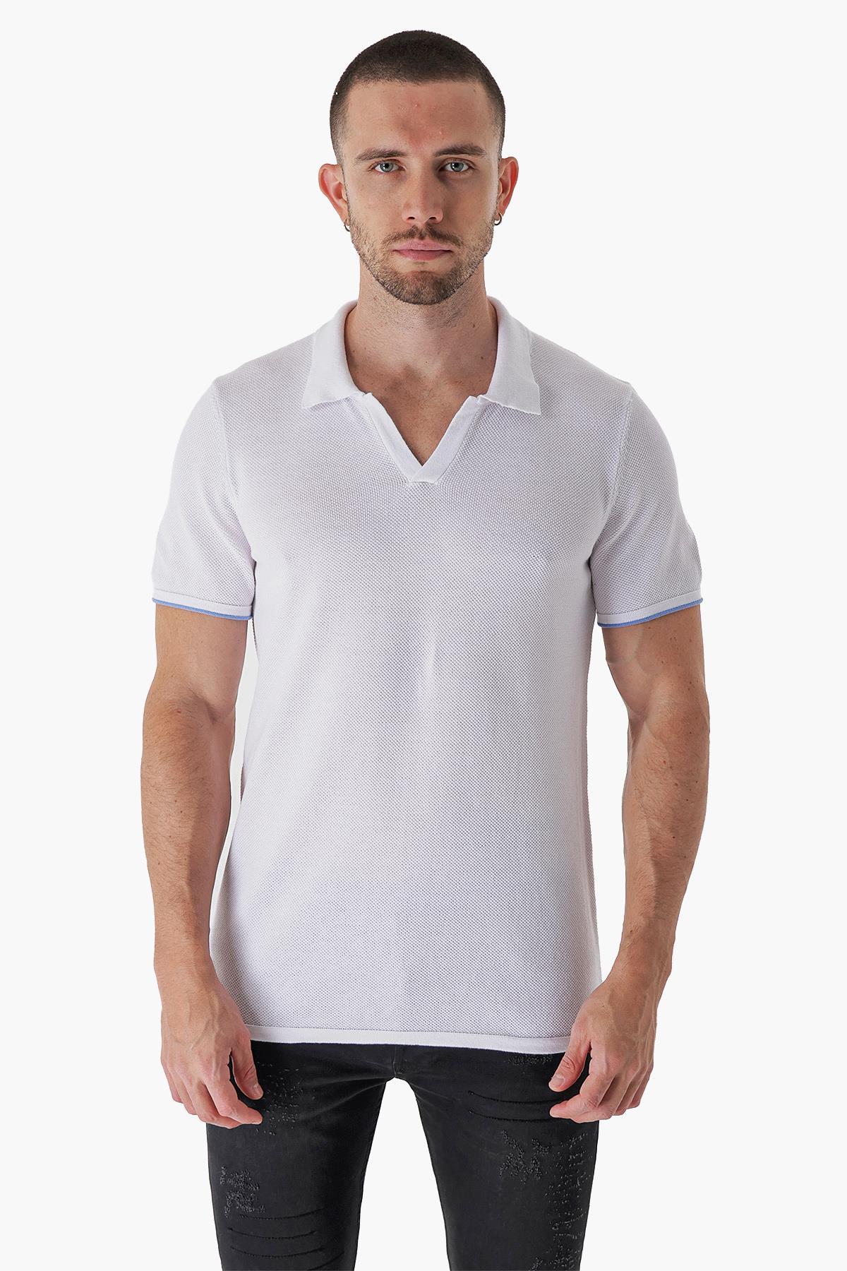 Chuba Erkek Majör Polo Yaka Triko T-Shirt Beyaz 23S2007
