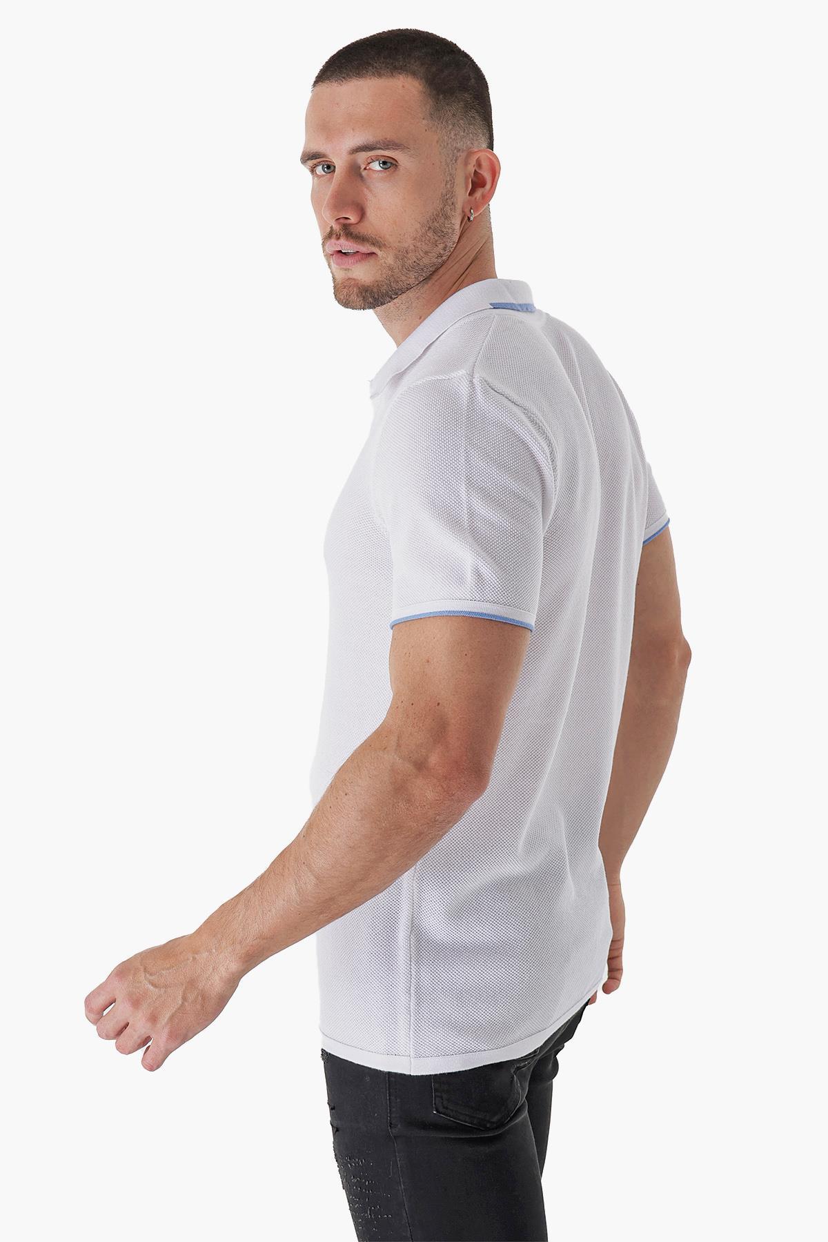Chuba Erkek Majör Polo Yaka Triko T-Shirt Beyaz 23S2007